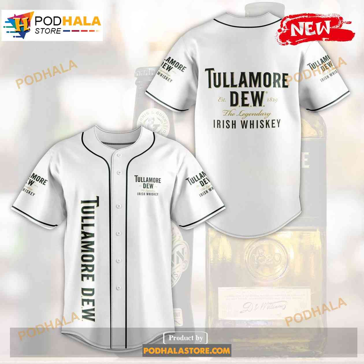 Tullamore Dew White Baseball Jersey baseball jersey product view 1