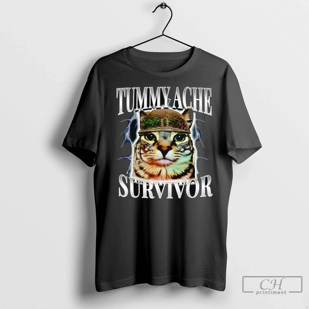 Tummy Ache Survivor Cat T Shirts Unisex T-shirt, Sweatshirt, Hoodie, Long Sleeve Tee - T-Shirt, Sweatshirt, Hoodie