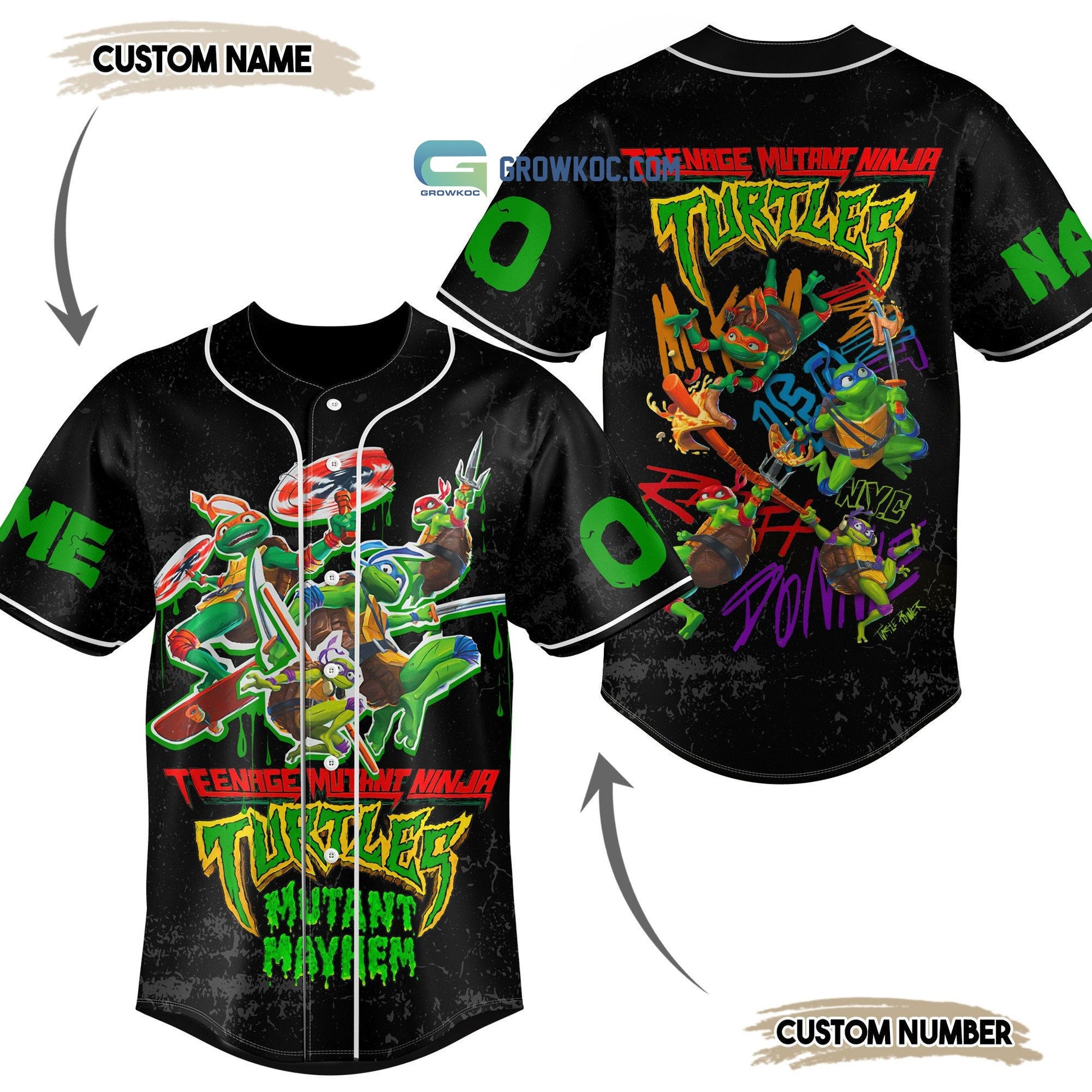 Turtles Teenage Mutant Ninja Personalized Baseball Jersey baseball jersey product view 1