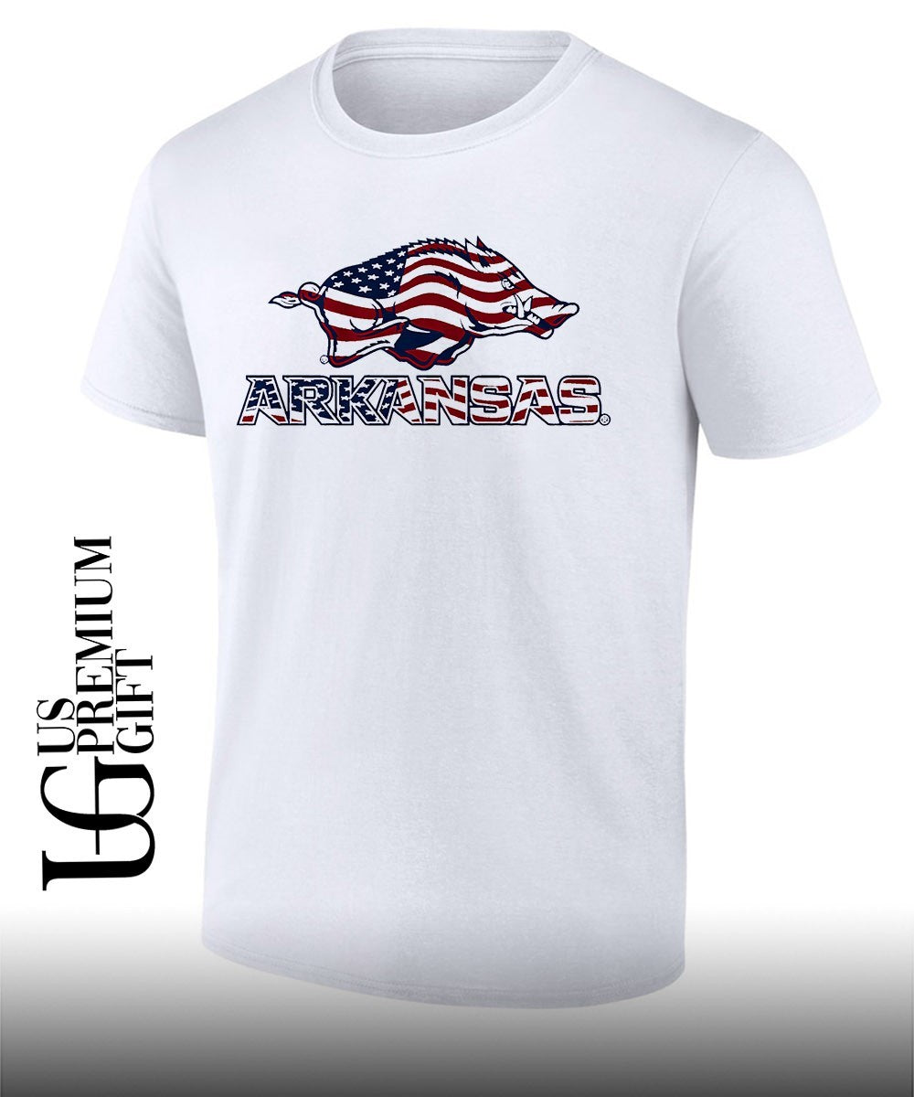 Tusk Arkansas Razorbacks Patriotic Marks logo stack shirt Unisex T-shirt, Sweatshirt, Hoodie, Long Sleeve Tee - T-Shirt, Sweatshirt, Hoodie