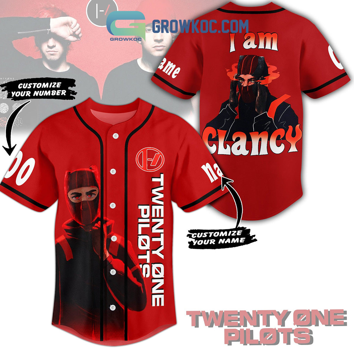 Twenty One Pilots I Am Clancy Personalized Baseball Jersey baseball jersey product view 1