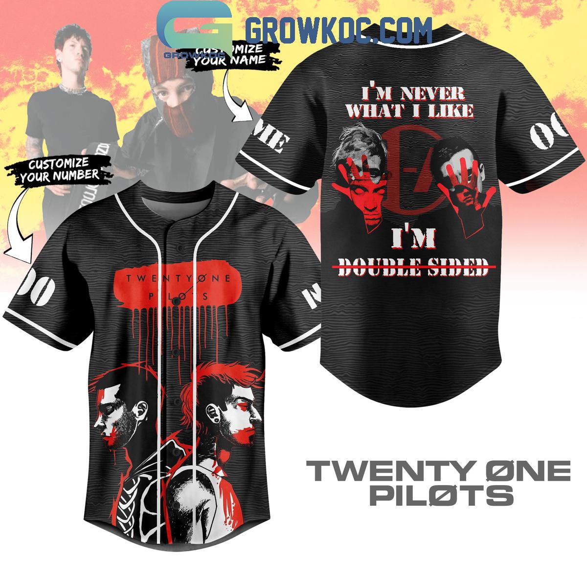 Twenty One Pilots I’m Never What I Kike I’m Double Sided Personalized Baseball Jersey baseball jersey product view 1