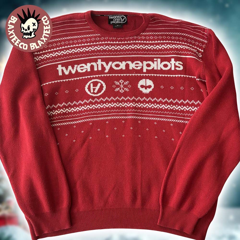 Twenty One Pilots Xmas Holiday Logo Red Knitted Christmas Sweater Unisex T-shirt, Sweatshirt, Hoodie, Long Sleeve Tee - T-Shirt, Sweatshirt, Hoodie