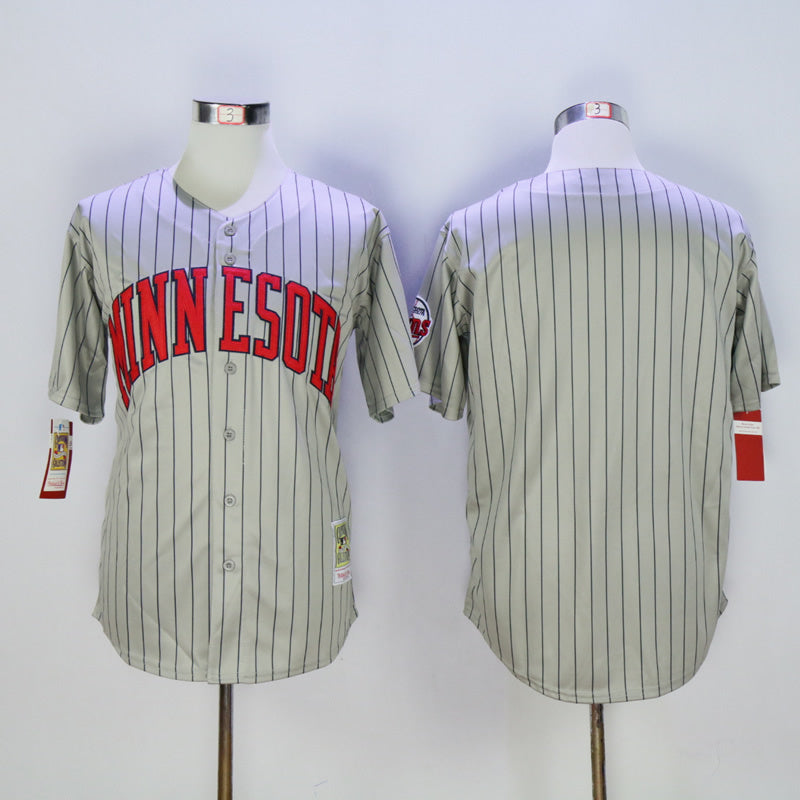 Twins Gray Navy Retro Blank Baseball Jersey baseball jersey product view 1