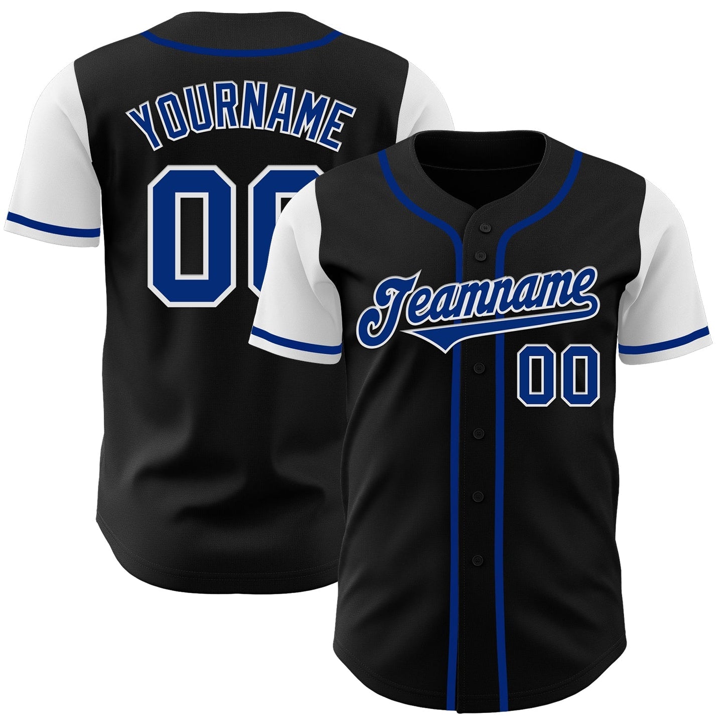 Custom Black Royal-White Authentic Two Tone Baseball Jersey baseball jersey product view 1