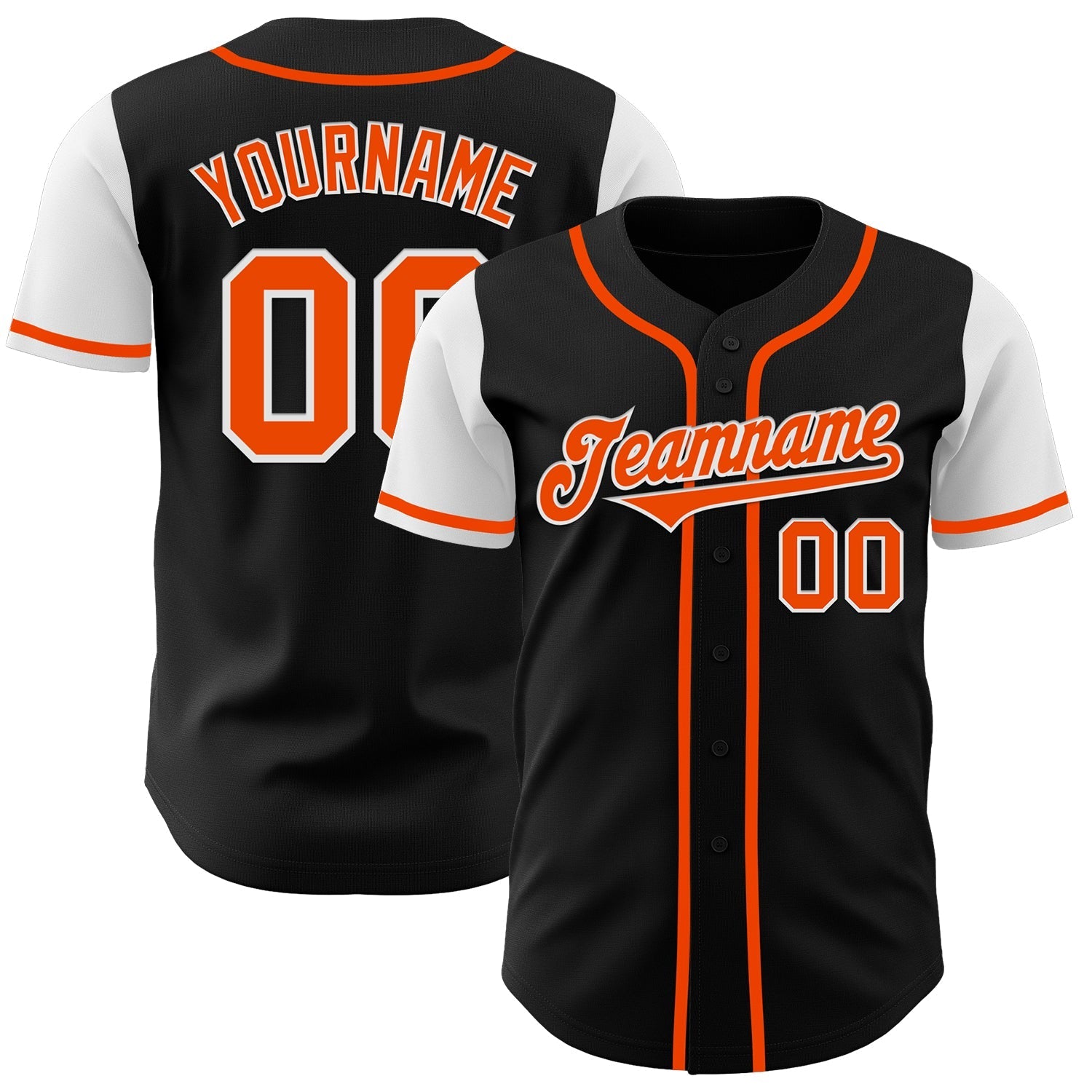 Custom Black Orange-White Authentic Two Tone Baseball Jersey baseball jersey product view 1