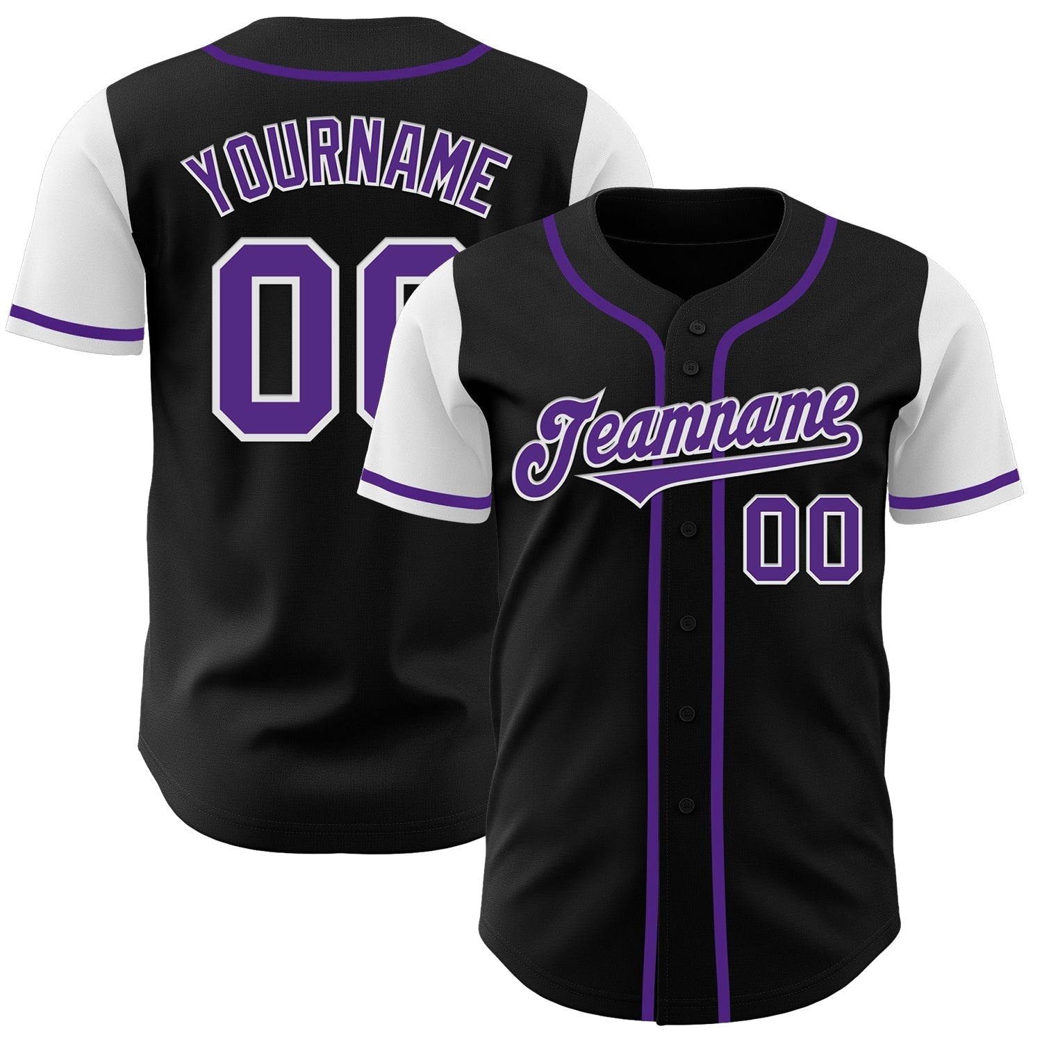 Custom Black Purple-White Authentic Two Tone Baseball Jersey baseball jersey product view 1