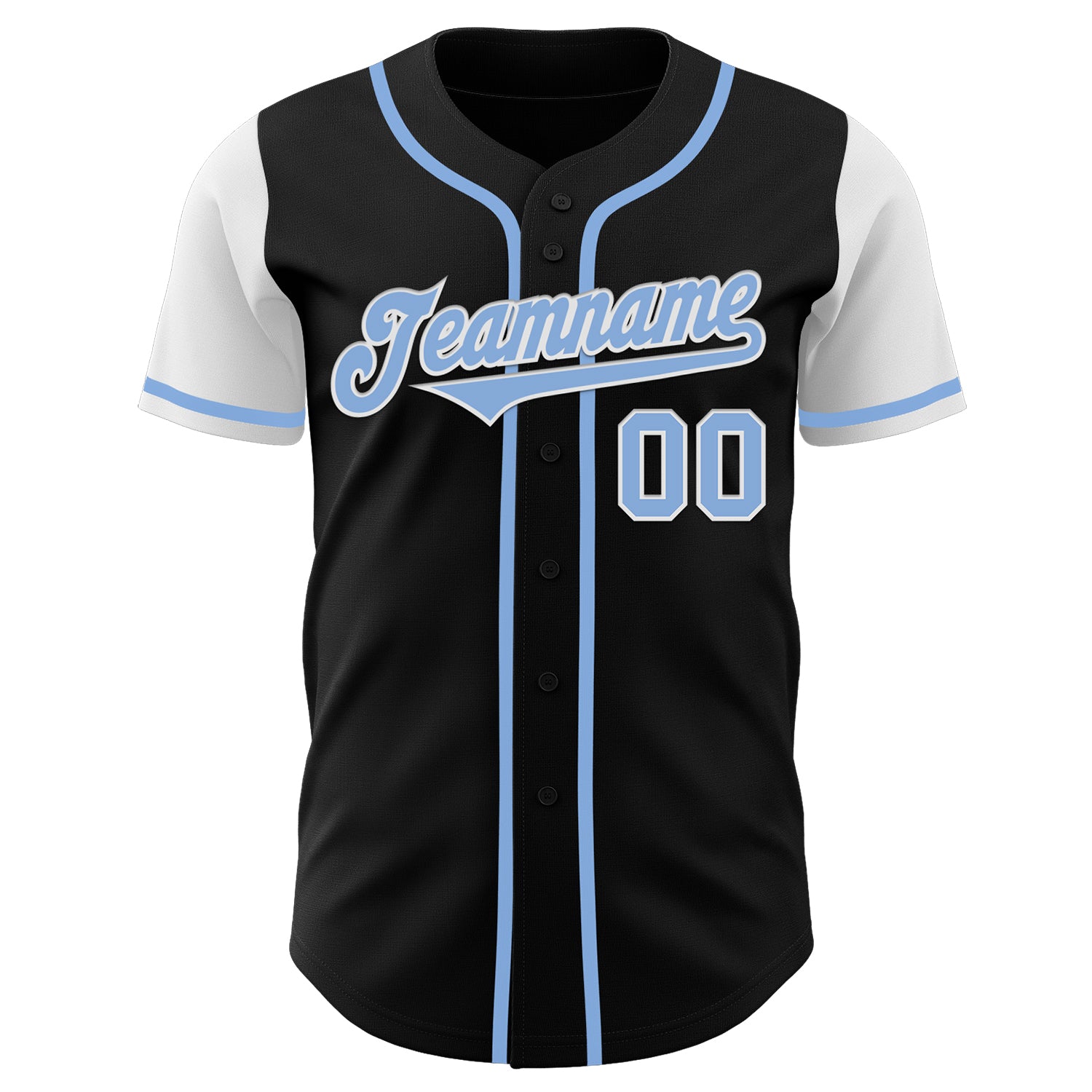 Custom Black Light Blue-White Authentic Two Tone Baseball Jersey baseball jersey product view 2