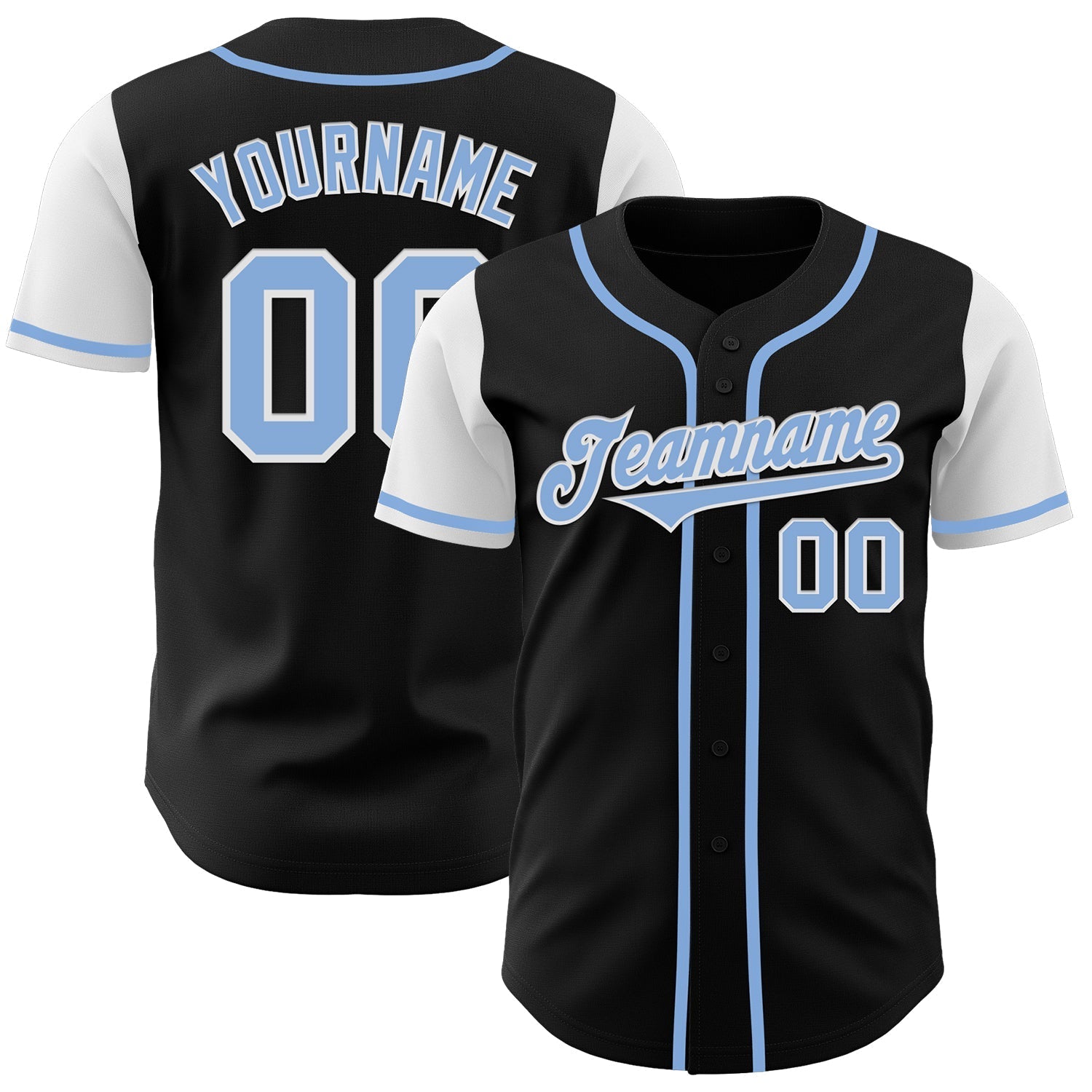 Custom Black Light Blue-White Authentic Two Tone Baseball Jersey baseball jersey product view 1