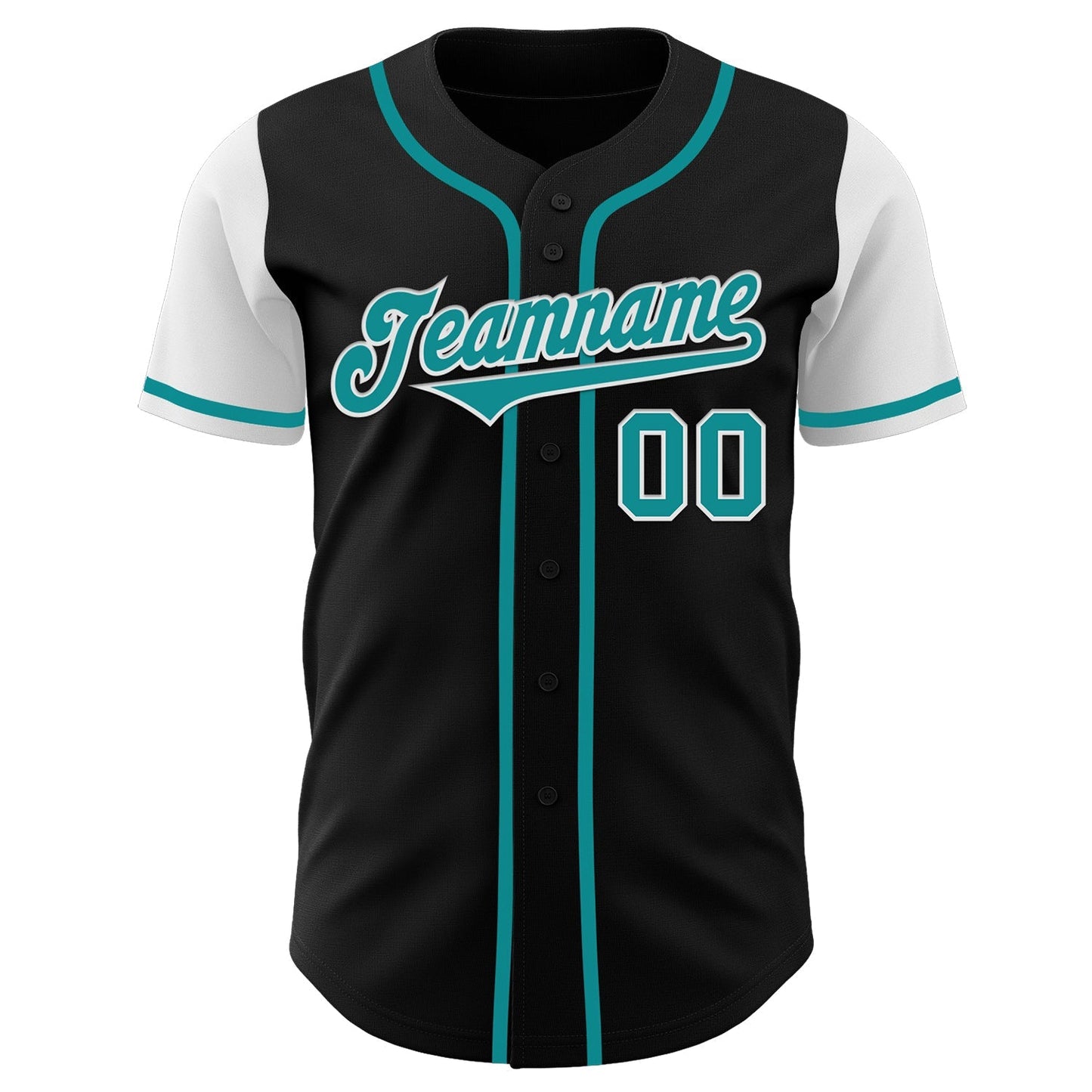 Custom Black Teal-White Authentic Two Tone Baseball Jersey baseball jersey product view 2