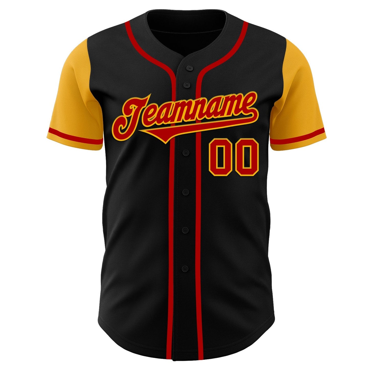 Custom Black Red-Gold Authentic Two Tone Baseball Jersey baseball jersey product view 2