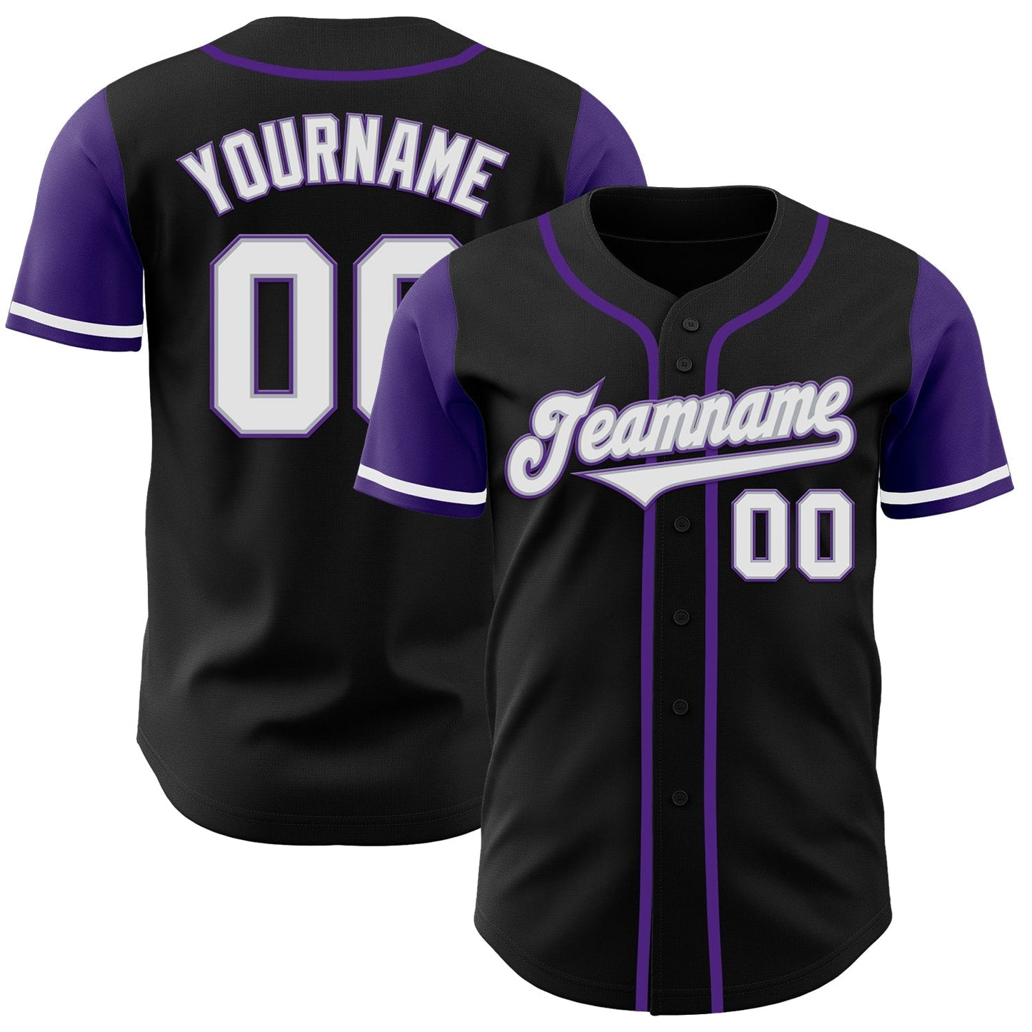 Custom Black White-Purple Authentic Two Tone Baseball Jersey baseball jersey product view 1