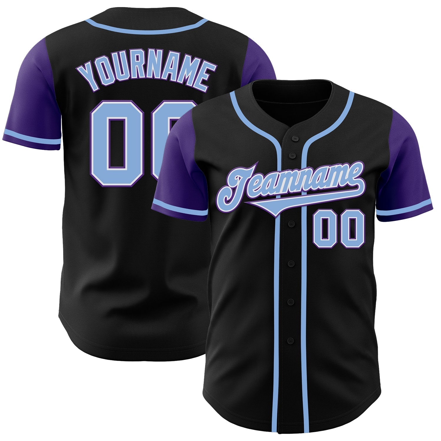 Custom Black Light Blue-Purple Authentic Two Tone Baseball Jersey baseball jersey product view 1
