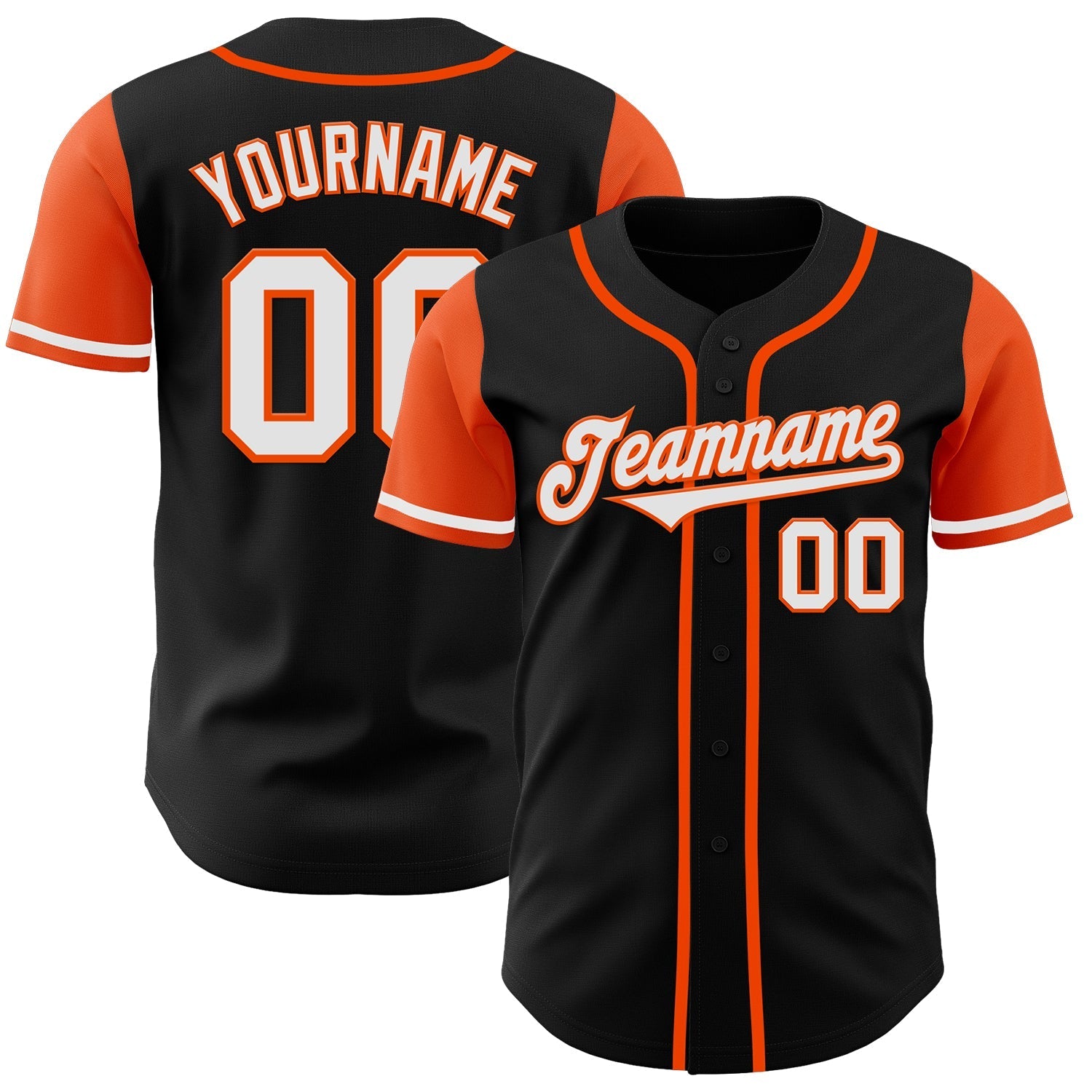 Custom Black White-Orange Authentic Two Tone Baseball Jersey baseball jersey product view 1