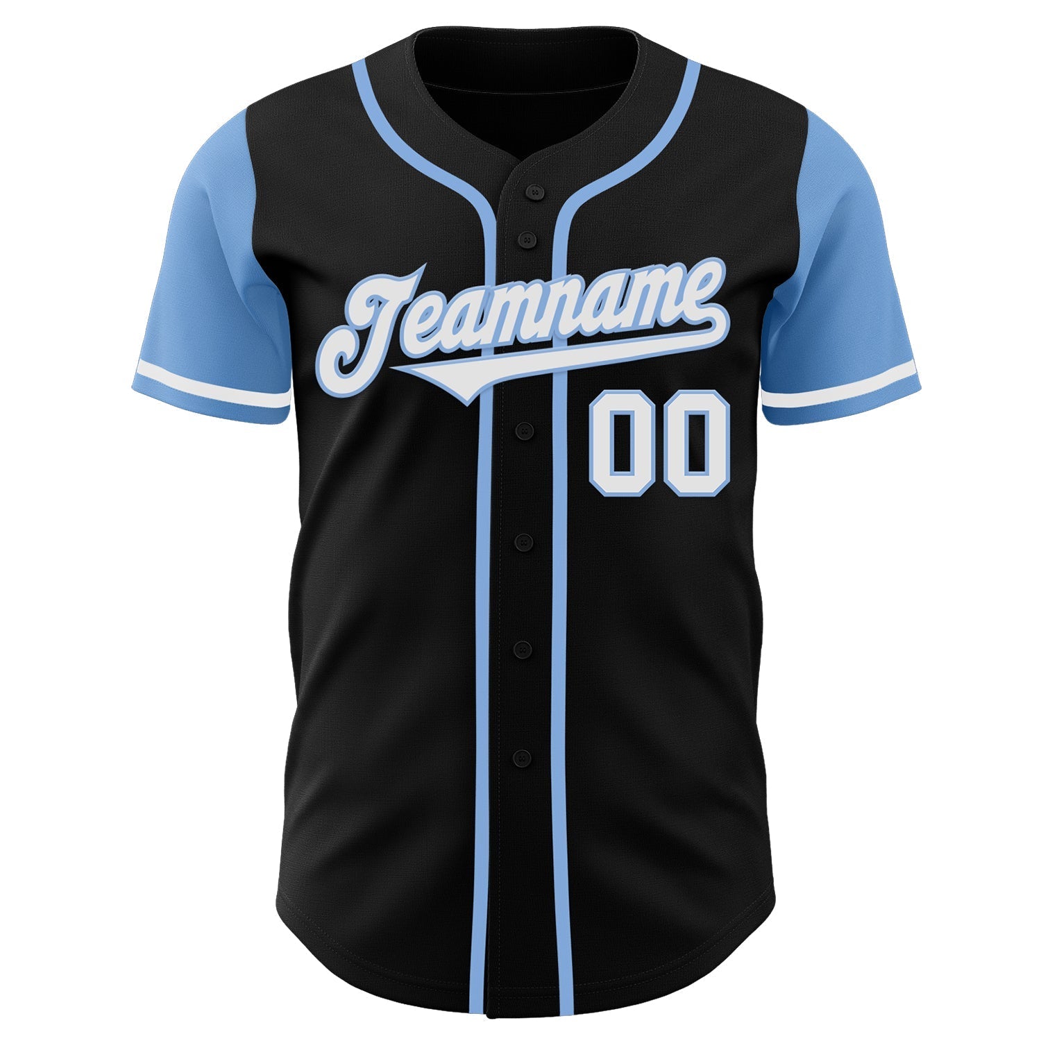 Custom Black White-Light Blue Authentic Two Tone Baseball Jersey baseball jersey product view 3