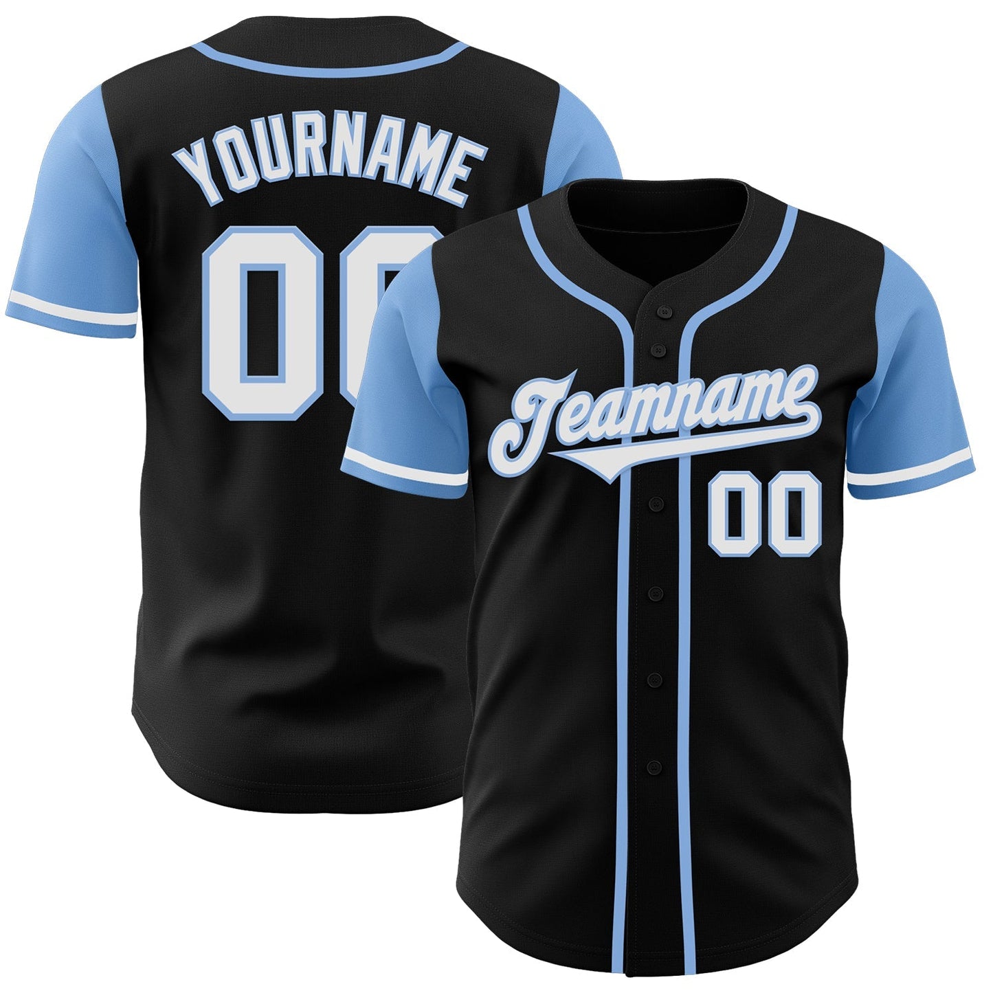 Custom Black White-Light Blue Authentic Two Tone Baseball Jersey baseball jersey product view 1