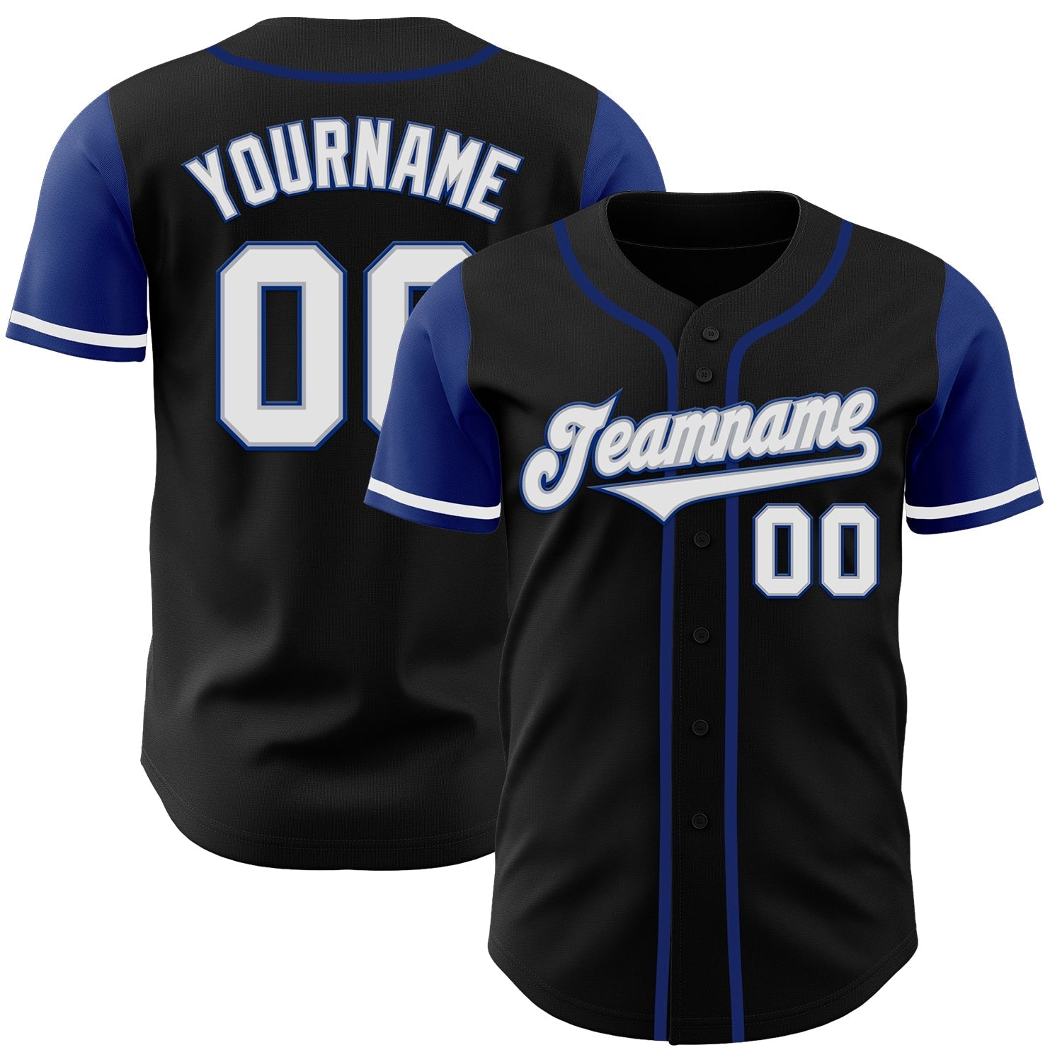 Custom Black White-Royal Authentic Two Tone Baseball Jersey baseball jersey product view 1