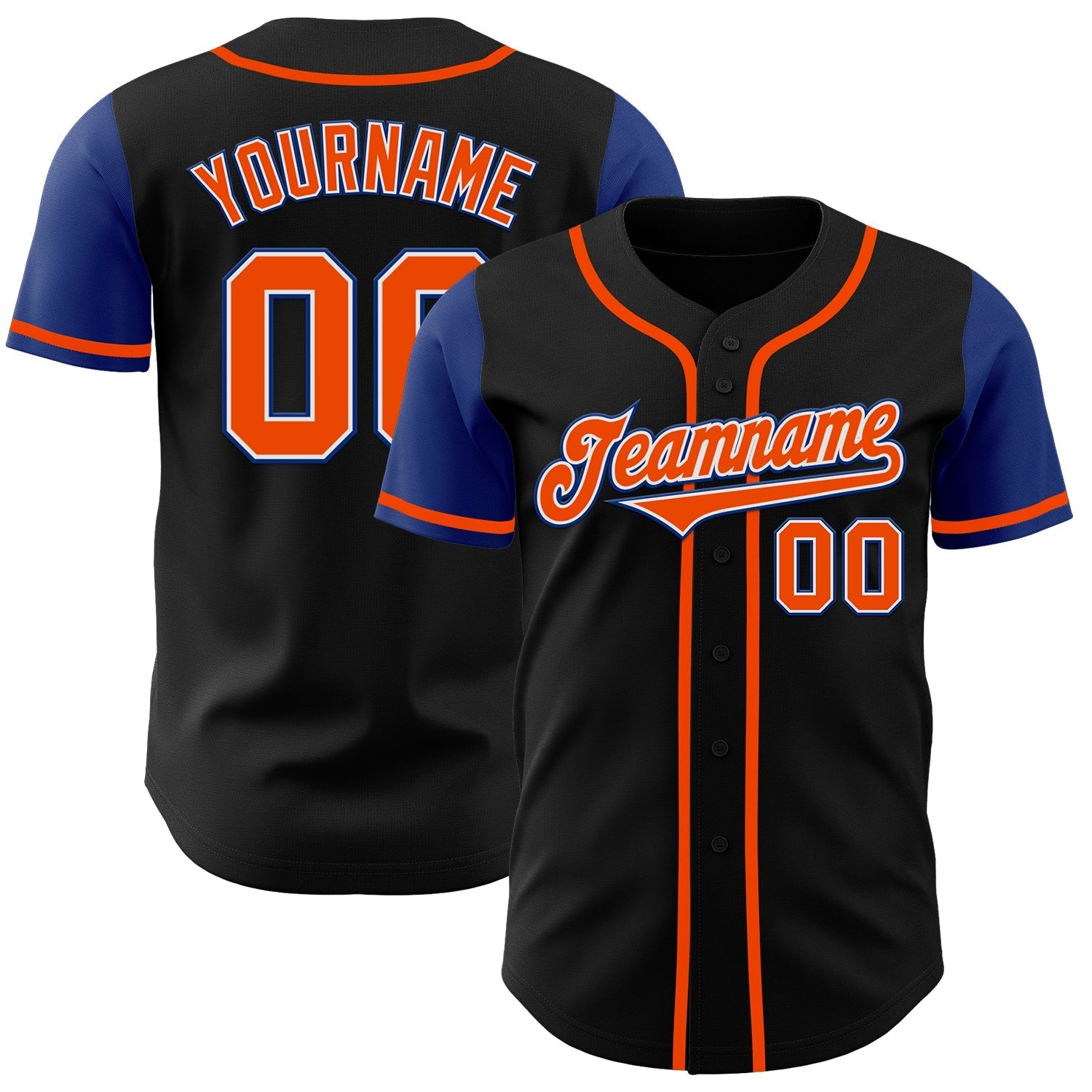 Custom Black Orange-Royal Authentic Two Tone Baseball Jersey baseball jersey product view 1