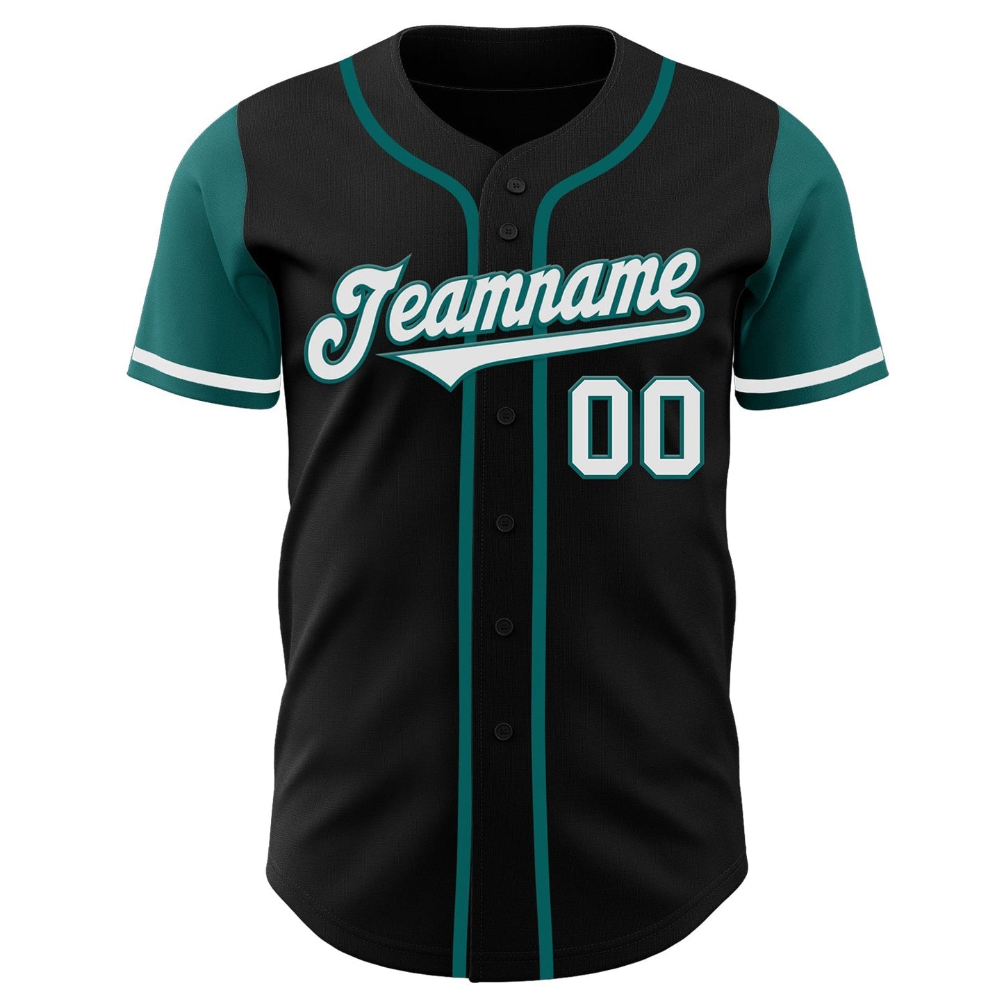 Custom Black White-Teal Authentic Two Tone Baseball Jersey baseball jersey product view 2