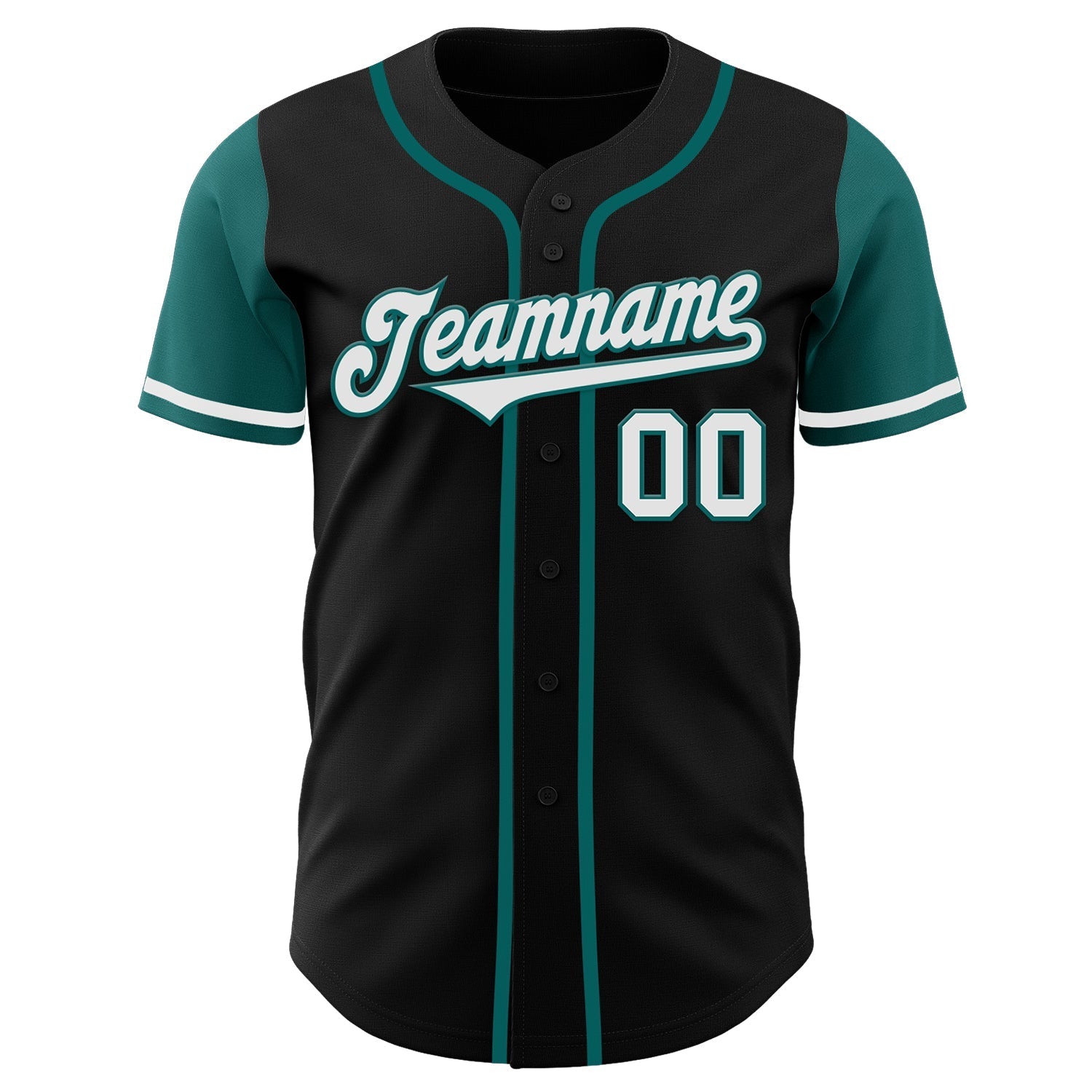 Custom Black White-Teal Authentic Two Tone Baseball Jersey baseball jersey product view 2