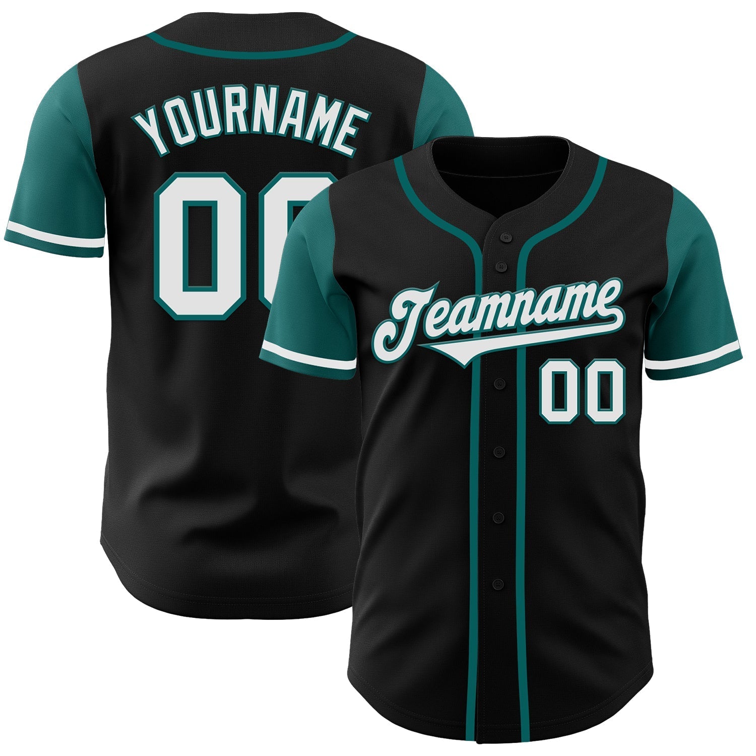 Custom Black White-Teal Authentic Two Tone Baseball Jersey baseball jersey product view 1