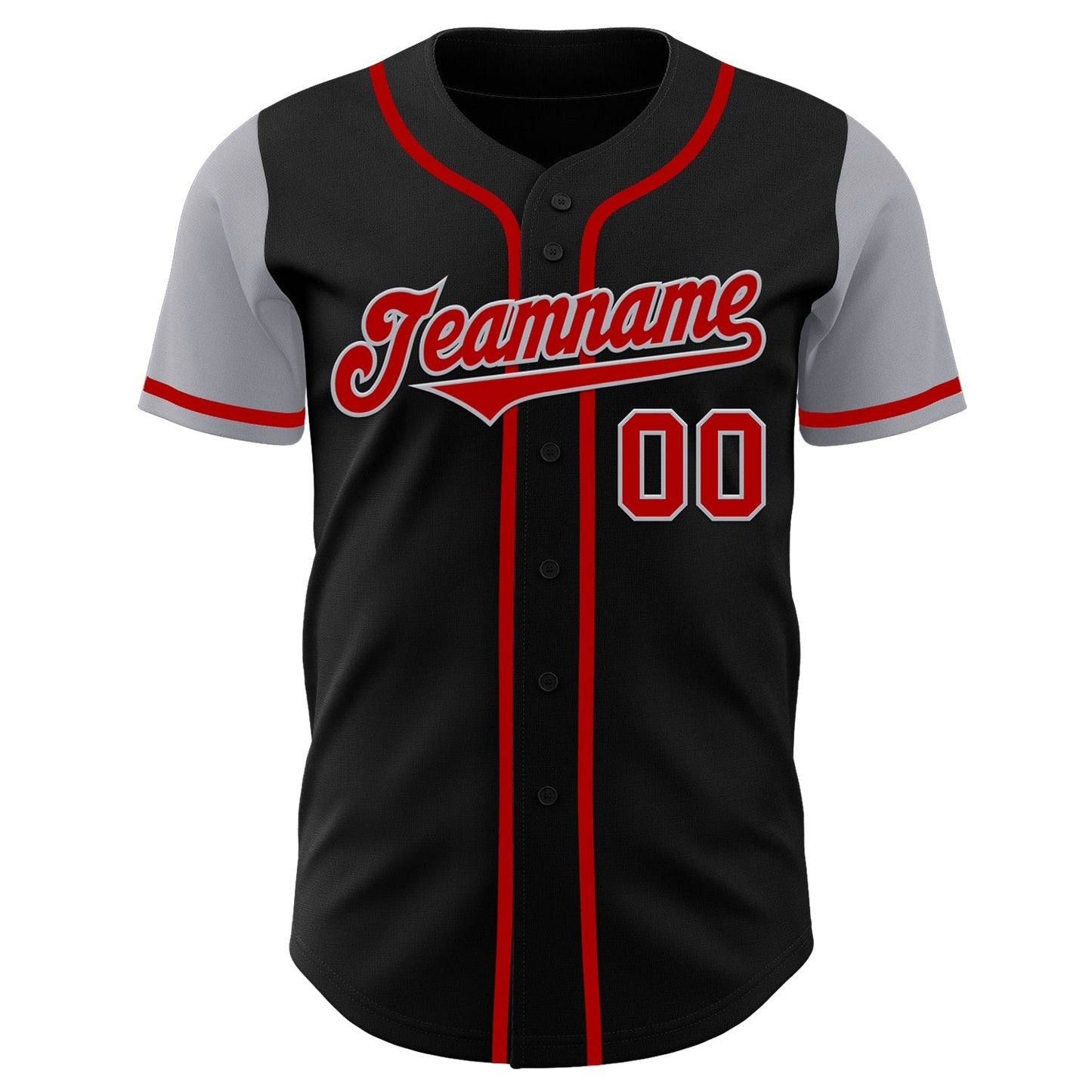 Custom Black Red-Gray Authentic Two Tone Baseball Jersey baseball jersey product view 2