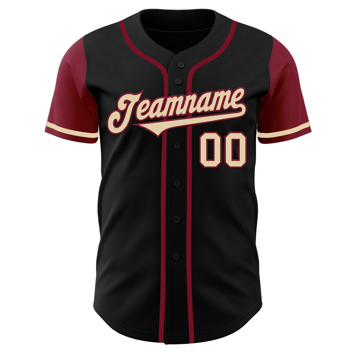 Custom Black Cream-Crimson Authentic Two Tone Baseball Jersey baseball jersey product view 2