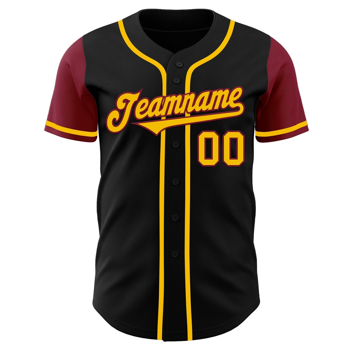 Custom Black Gold-Crimson Authentic Two Tone Baseball Jersey baseball jersey product view 2