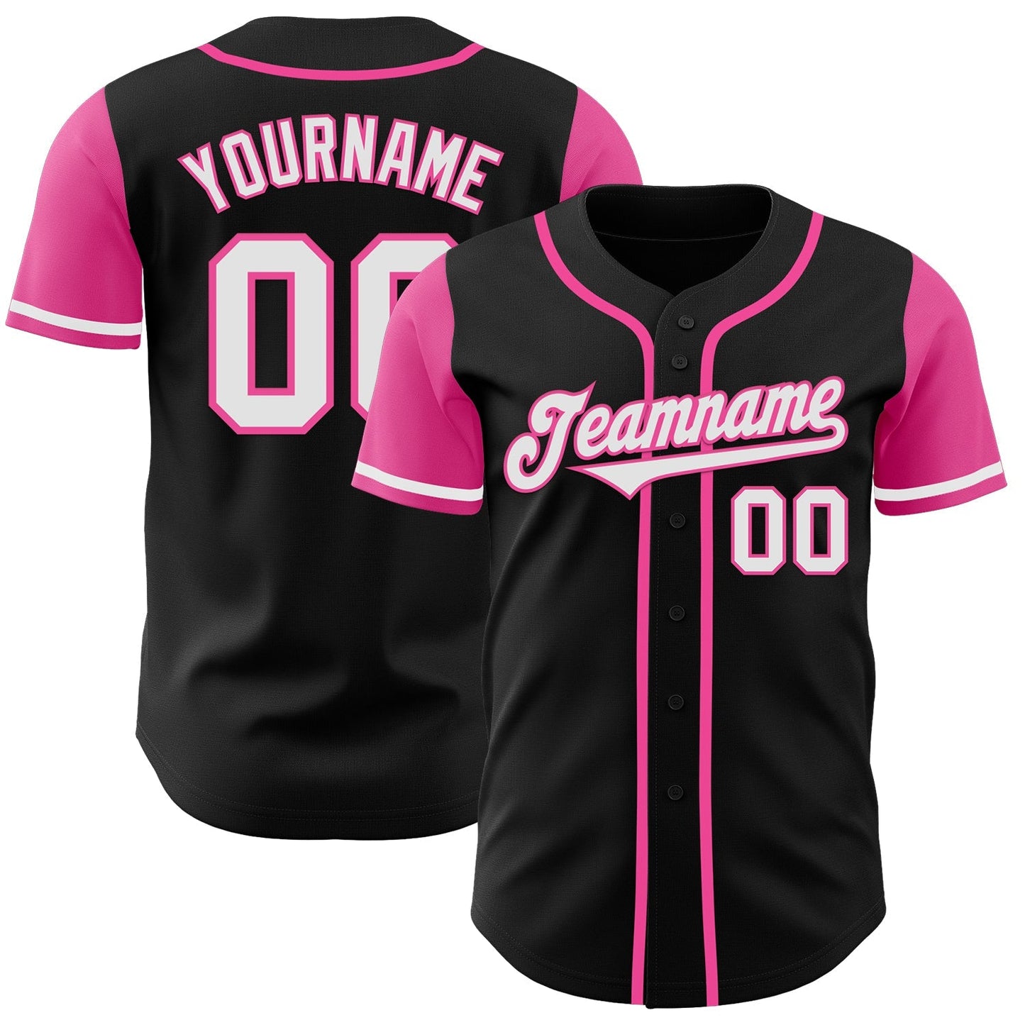 Custom Black White-Pink Authentic Two Tone Baseball Jersey baseball jersey product view 1