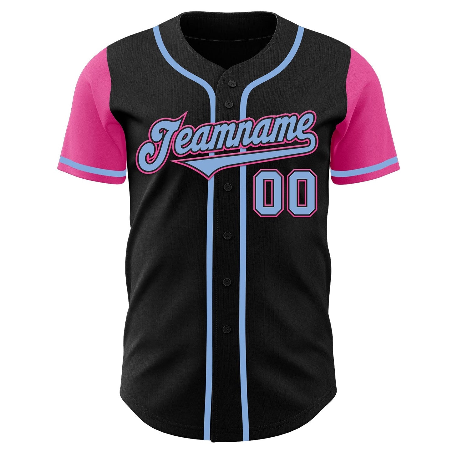 Custom Black Light Blue-Pink Authentic Two Tone Baseball Jersey baseball jersey product view 2