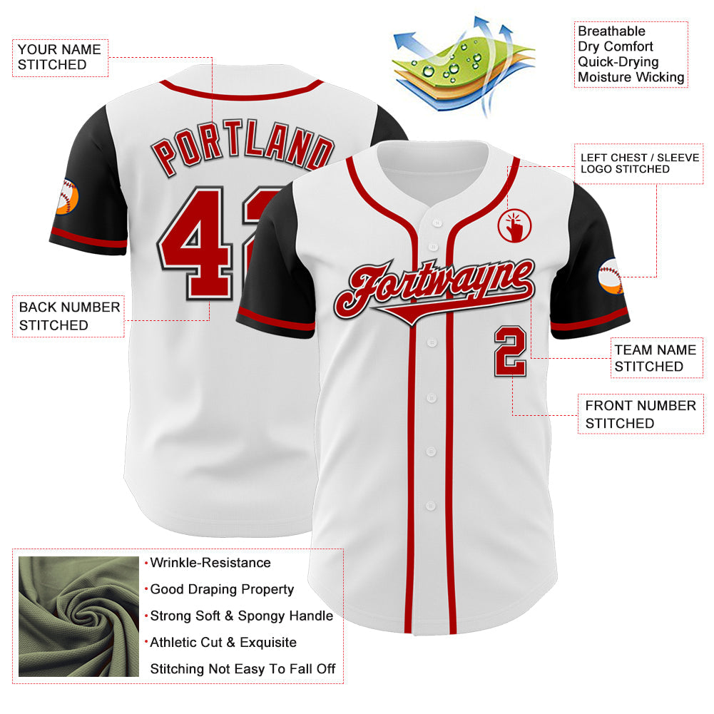 Custom White Red-Black Authentic Two Tone Baseball Jersey baseball jersey product view 4