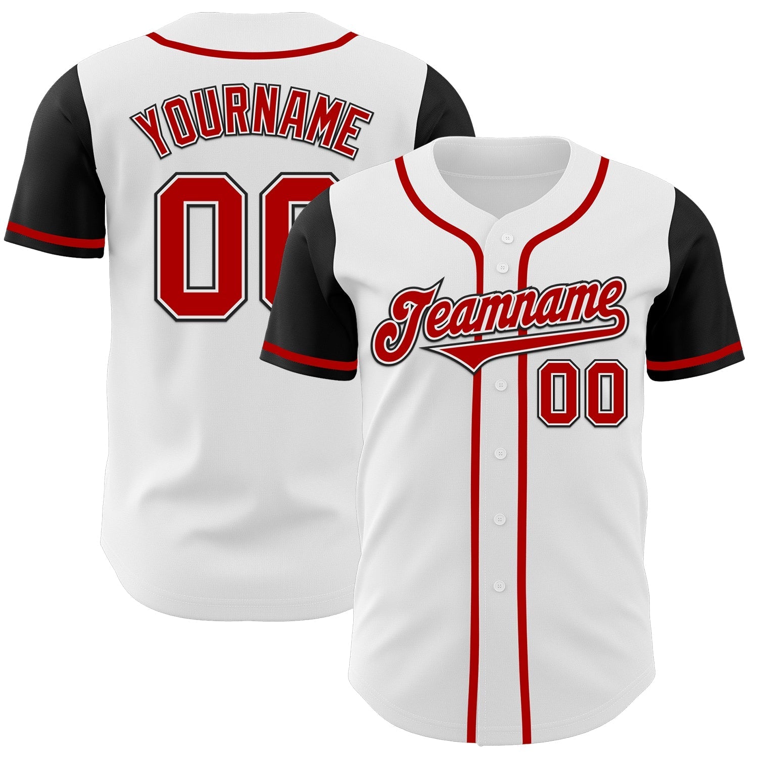 Custom White Red-Black Authentic Two Tone Baseball Jersey baseball jersey product view 1