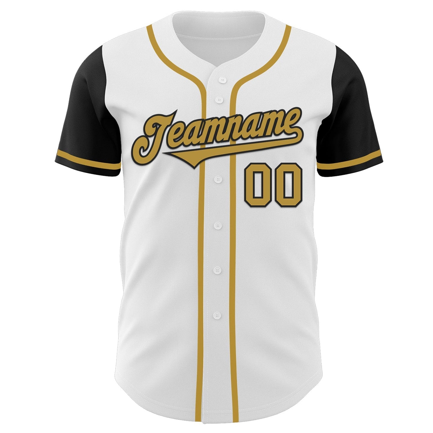 Custom White Old Gold-Black Authentic Two Tone Baseball Jersey baseball jersey product view 2
