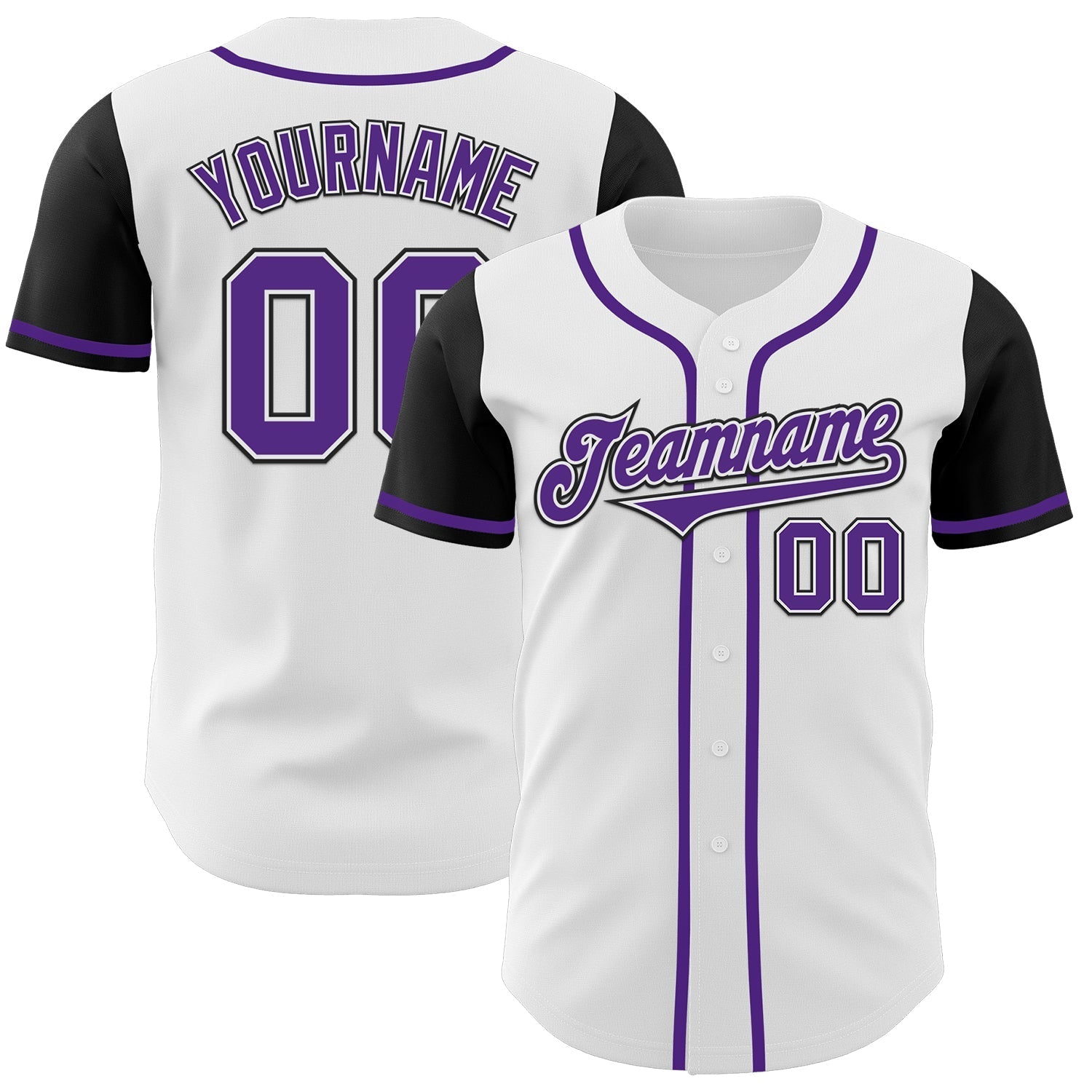 Custom White Purple-Black Authentic Two Tone Baseball Jersey baseball jersey product view 1