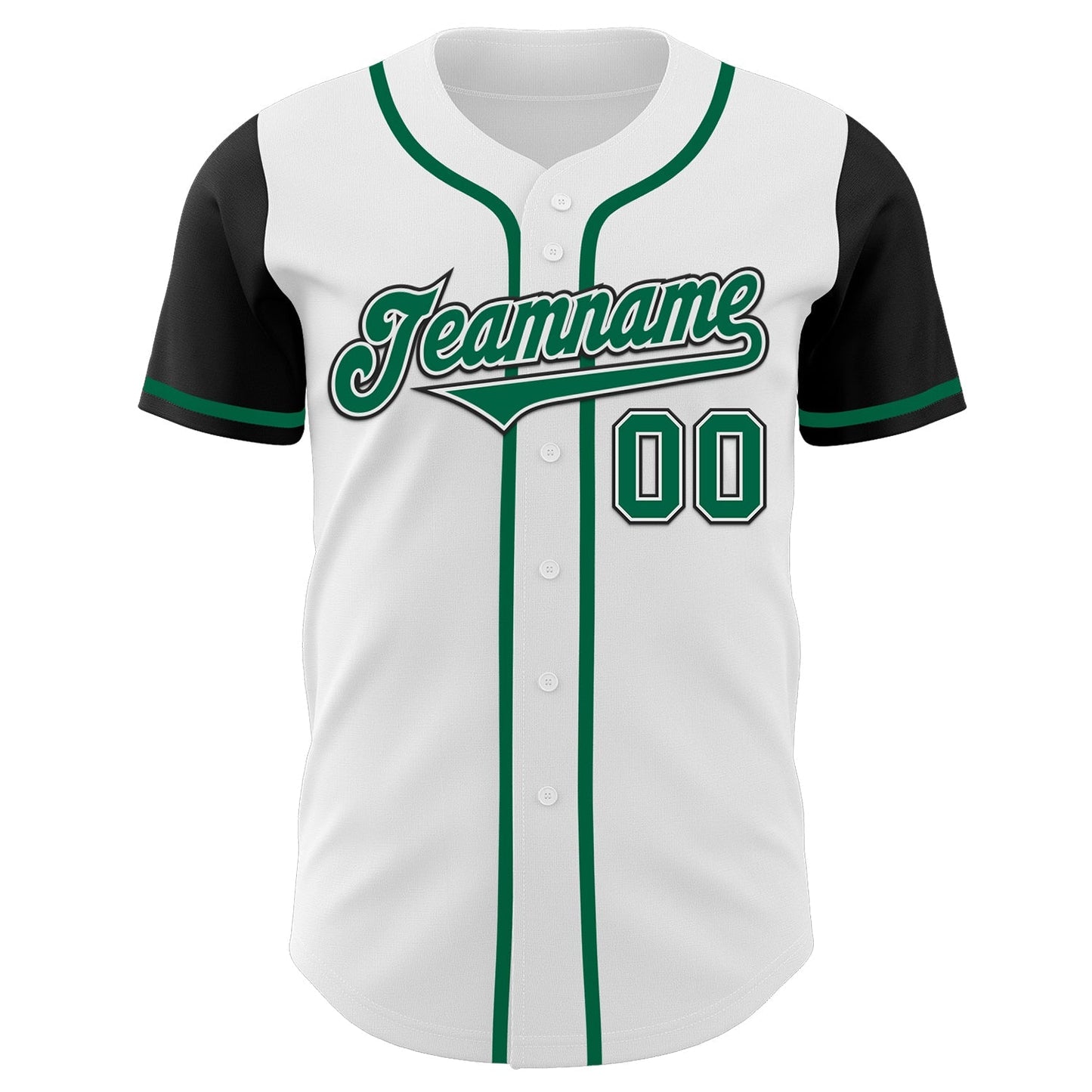 Custom White Kelly Green-Black Authentic Two Tone Baseball Jersey baseball jersey product view 2