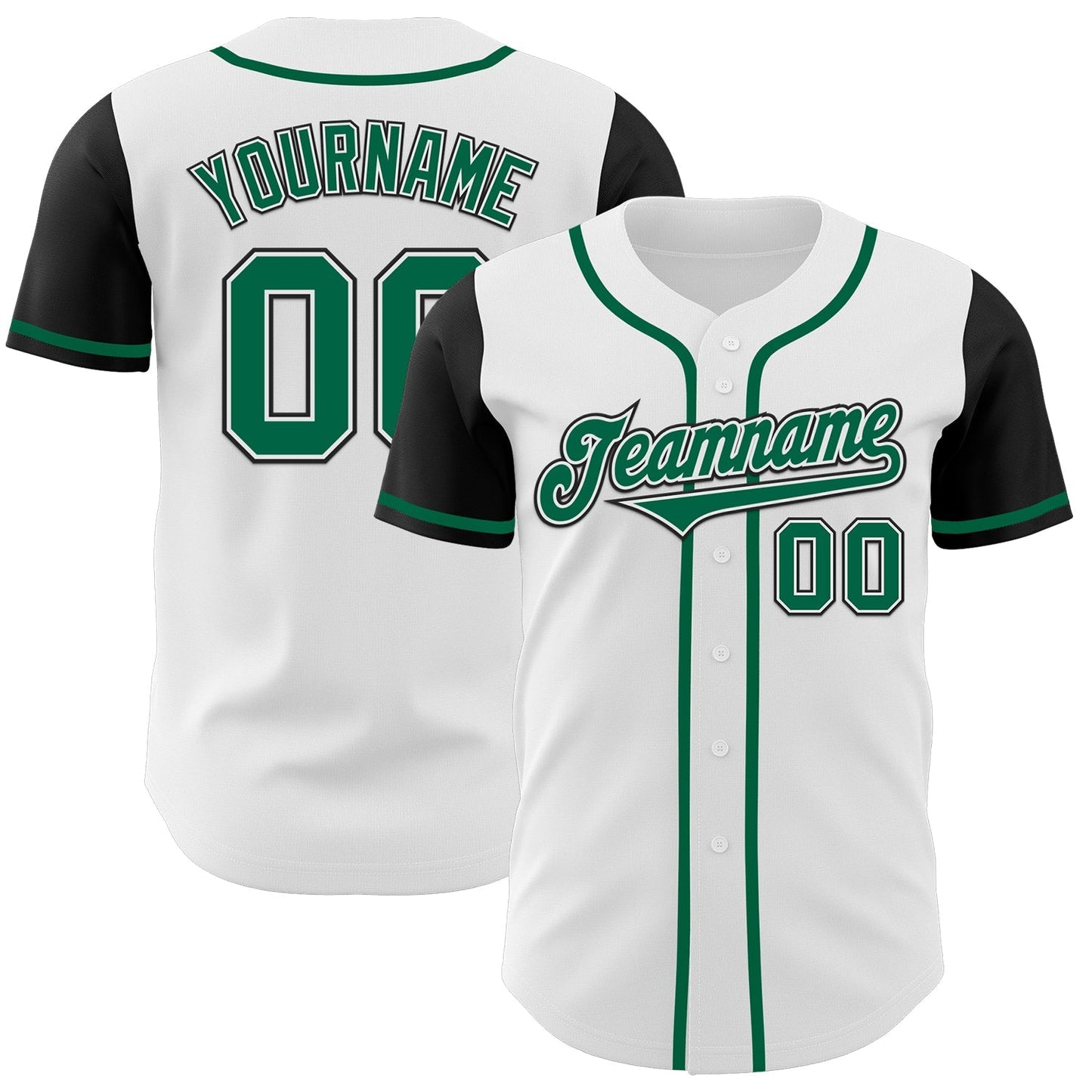 Custom White Kelly Green-Black Authentic Two Tone Baseball Jersey baseball jersey product view 1