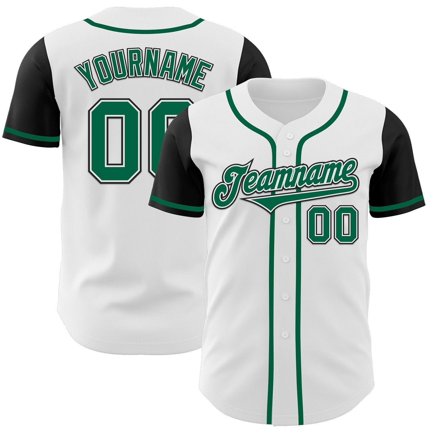 Custom White Kelly Green-Black Authentic Two Tone Baseball Jersey baseball jersey product view 1