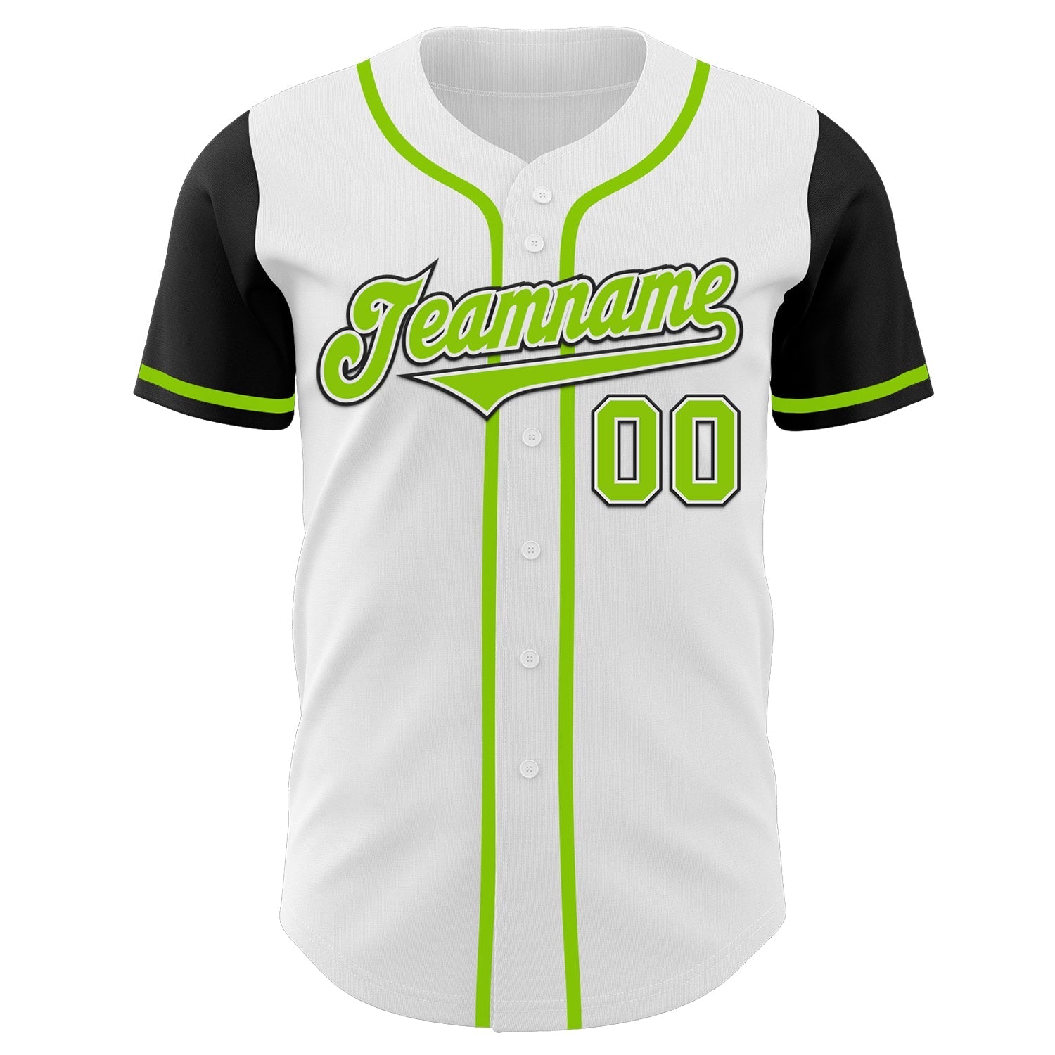Custom White Neon Green-Black Authentic Two Tone Baseball Jersey baseball jersey product view 2