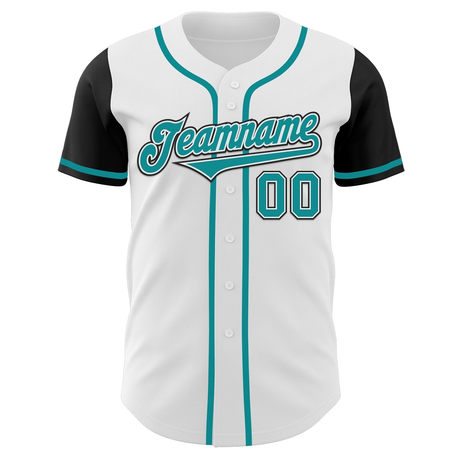 Custom White Teal-Black Authentic Two Tone Baseball Jersey baseball jersey product view 2