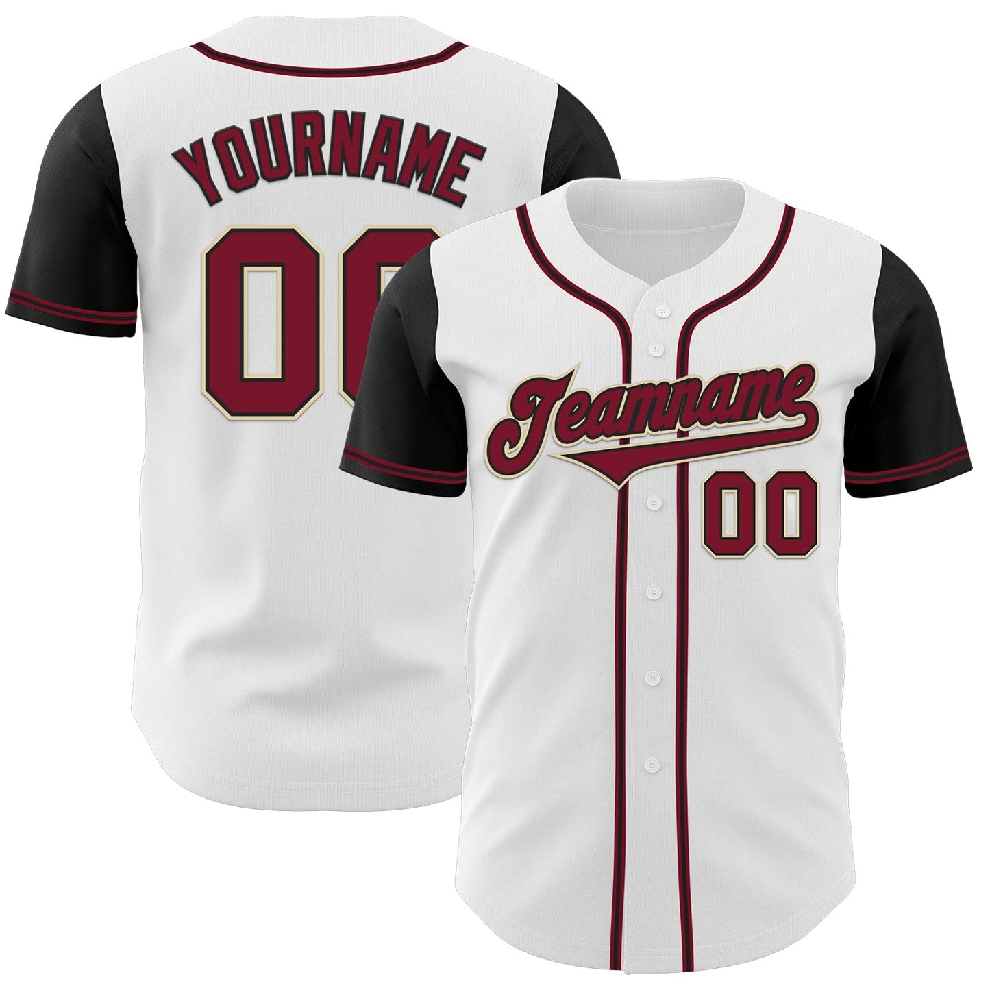 Custom White Crimson-Black Authentic Two Tone Baseball Jersey baseball jersey product view 1