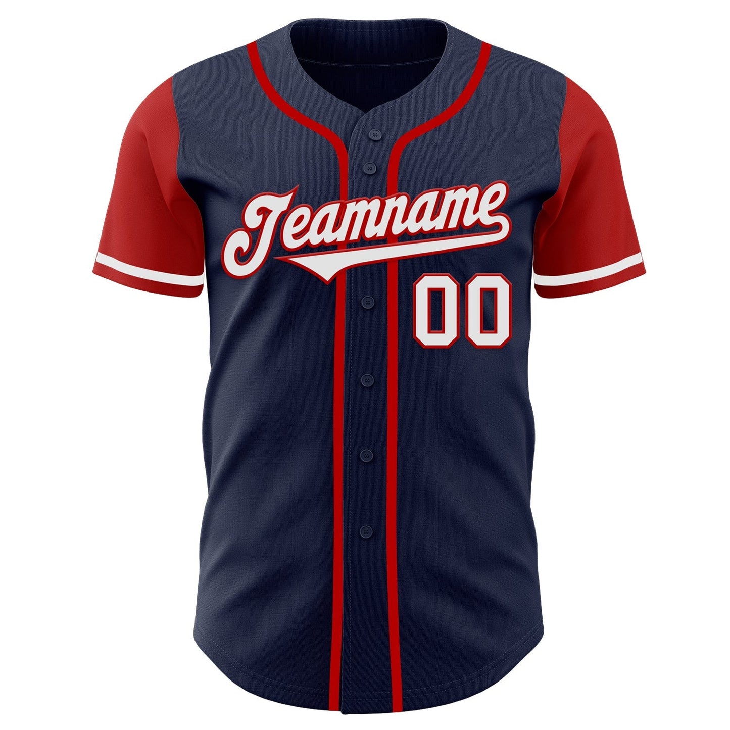 Custom Navy White-Red Authentic Two Tone Baseball Jersey baseball jersey product view 2