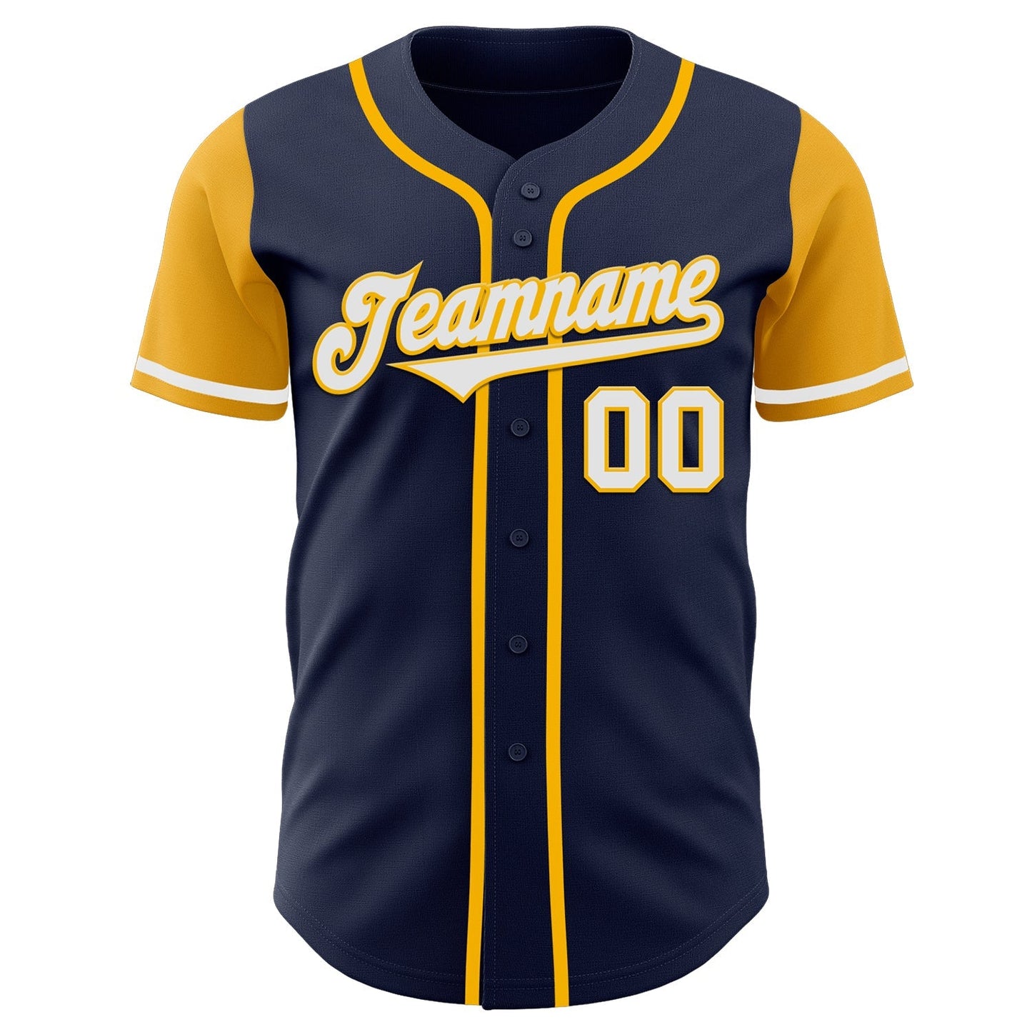 Custom Navy White-Gold Authentic Two Tone Baseball Jersey baseball jersey product view 2