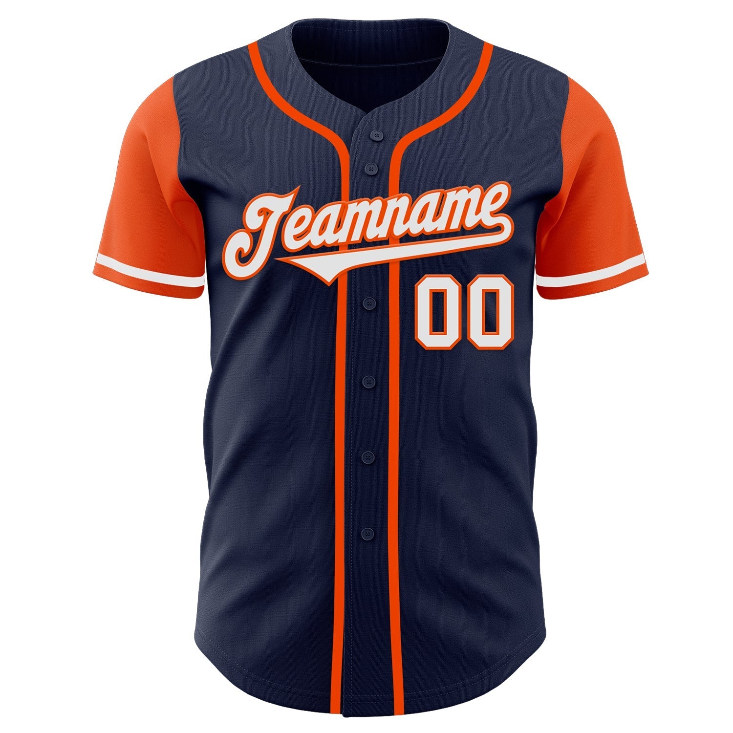 Custom Navy White-Orange Authentic Two Tone Baseball Jersey baseball jersey product view 2