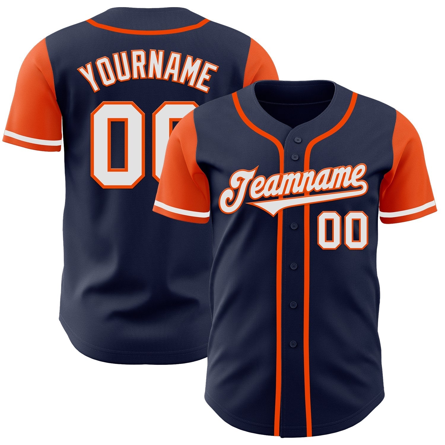 Custom Navy White-Orange Authentic Two Tone Baseball Jersey baseball jersey product view 1