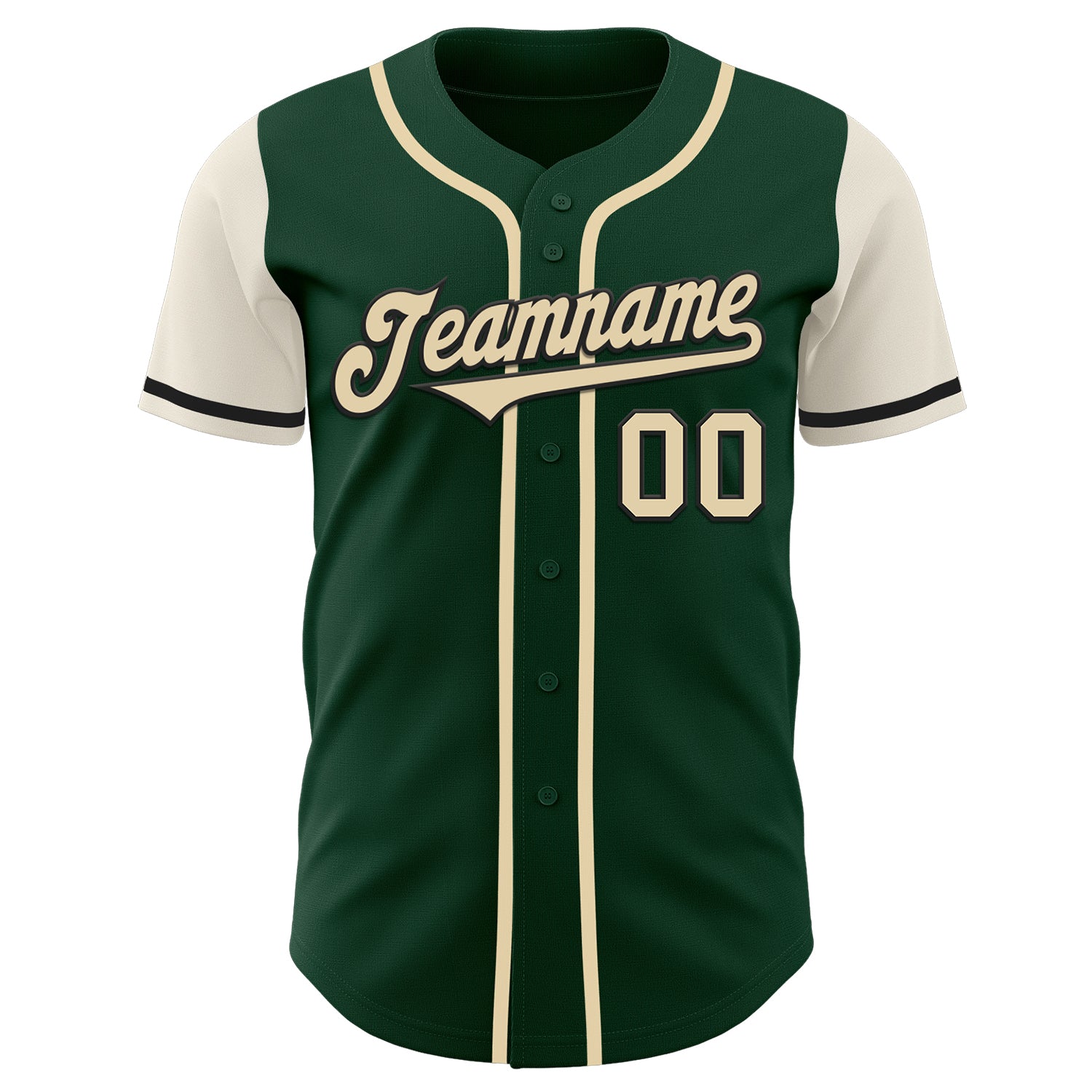 Custom Green Cream-Black Authentic Two Tone Baseball Jersey baseball jersey product view 3