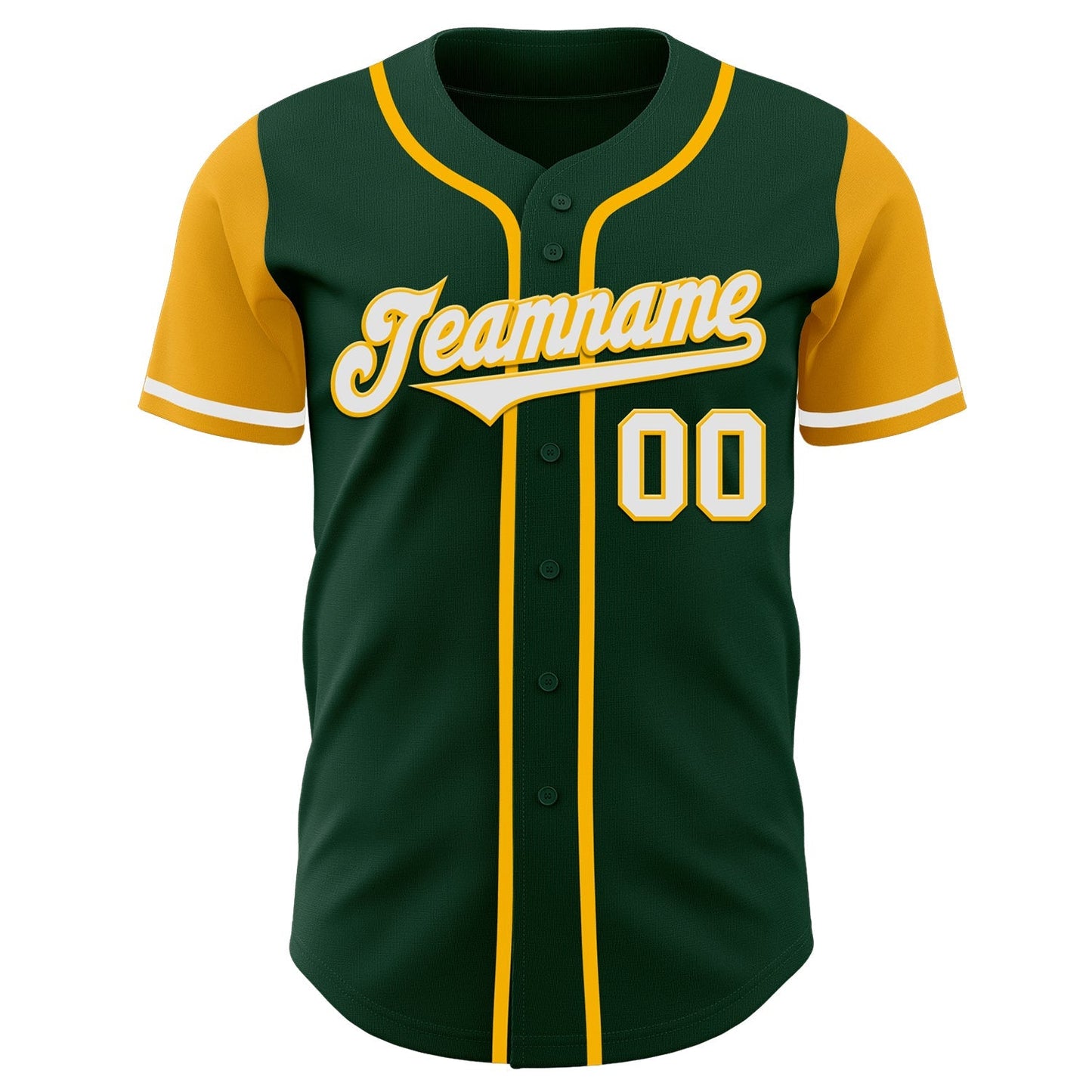 Custom Green White-Gold Authentic Two Tone Baseball Jersey baseball jersey product view 2