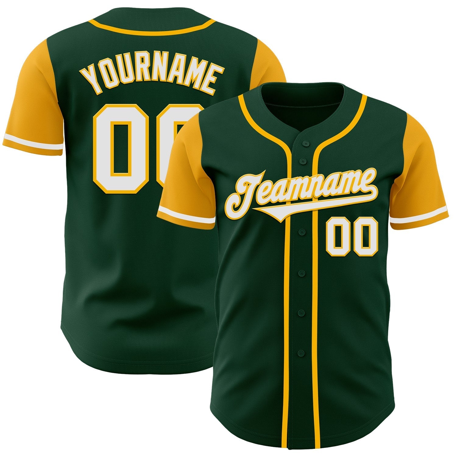 Custom Green White-Gold Authentic Two Tone Baseball Jersey baseball jersey product view 1