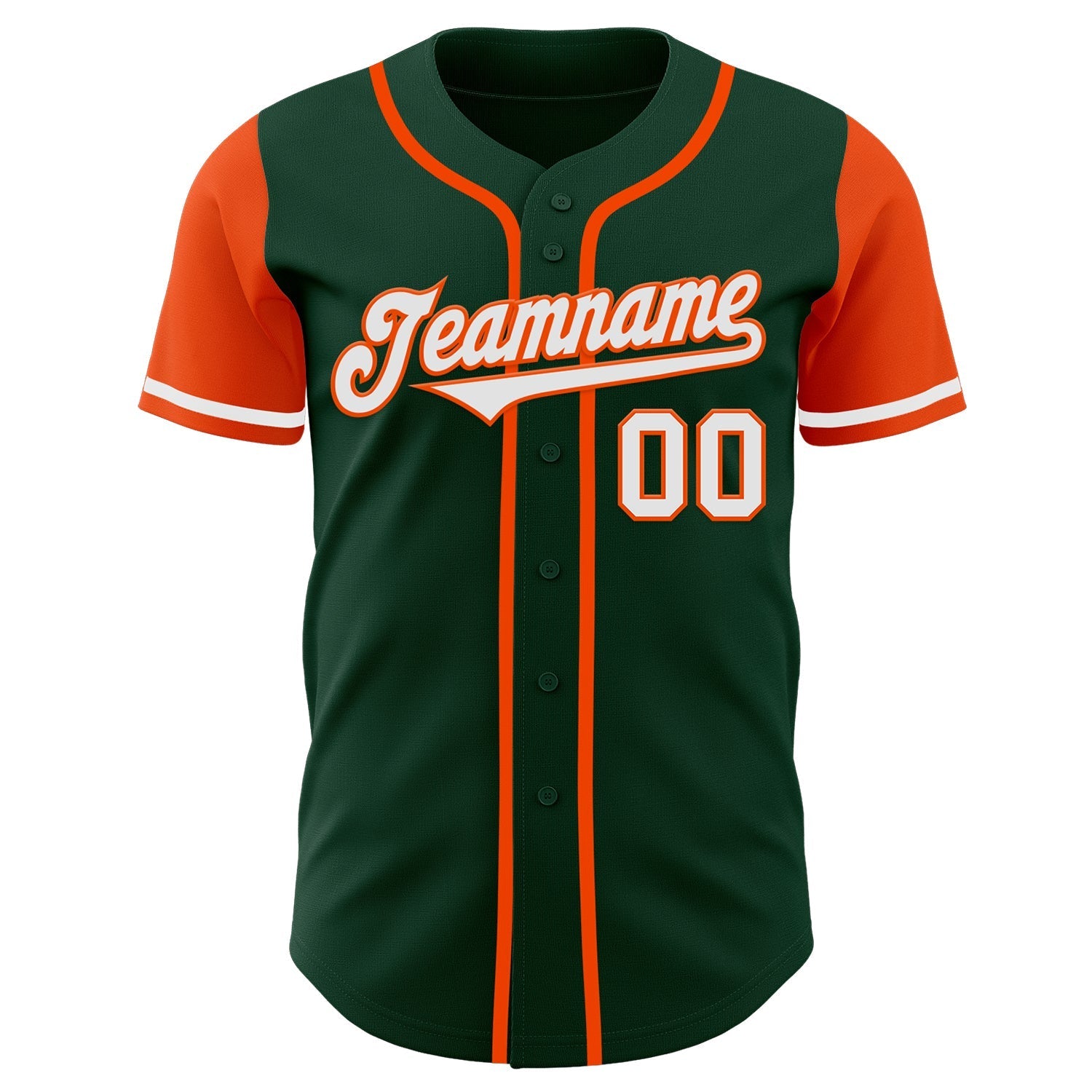 Custom Green White-Orange Authentic Two Tone Baseball Jersey baseball jersey product view 2