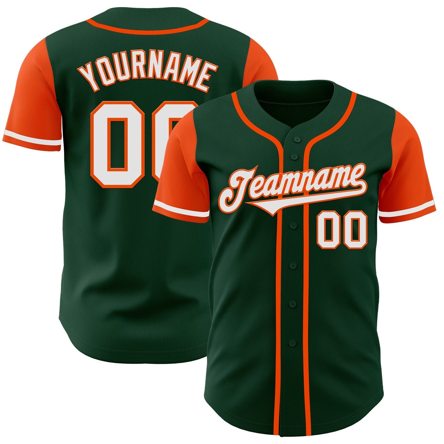 Custom Green White-Orange Authentic Two Tone Baseball Jersey baseball jersey product view 1