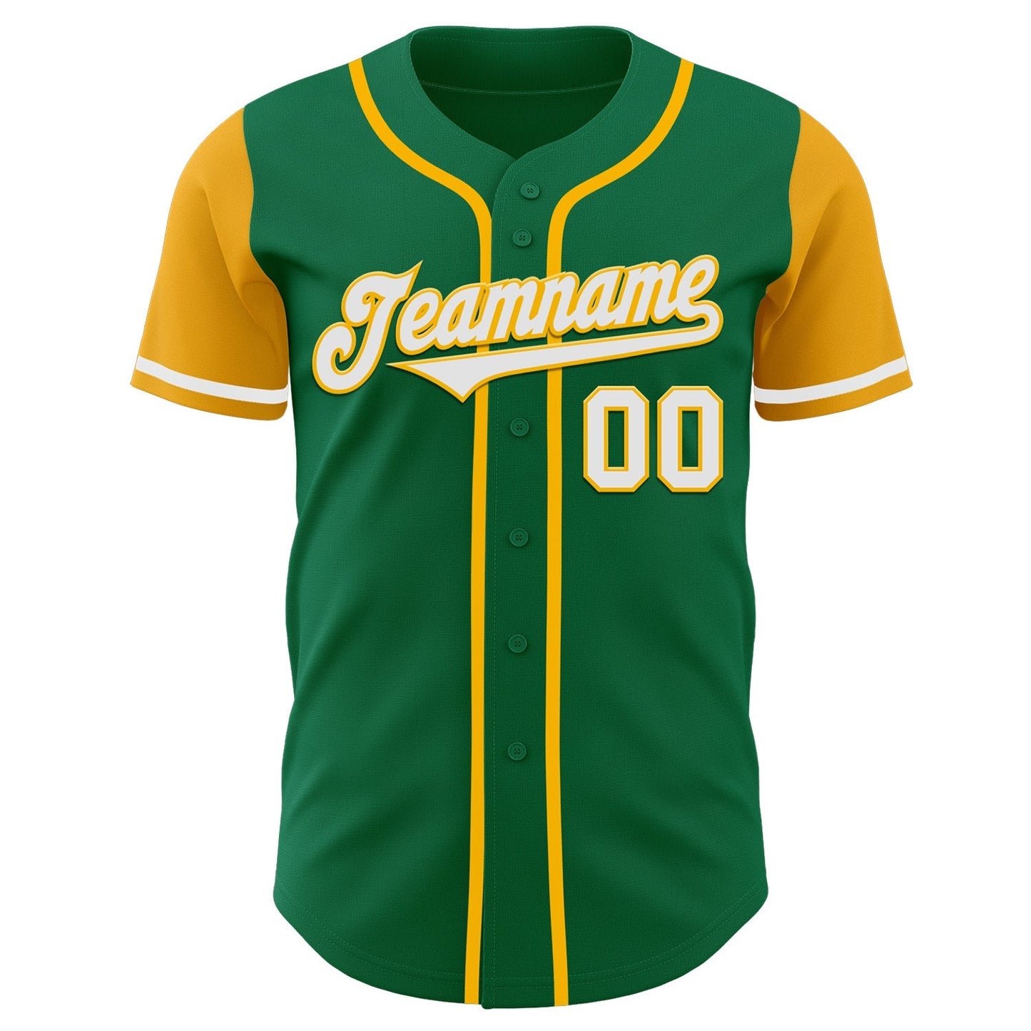 Custom Kelly Green White-Gold Authentic Two Tone Baseball Jersey baseball jersey product view 2